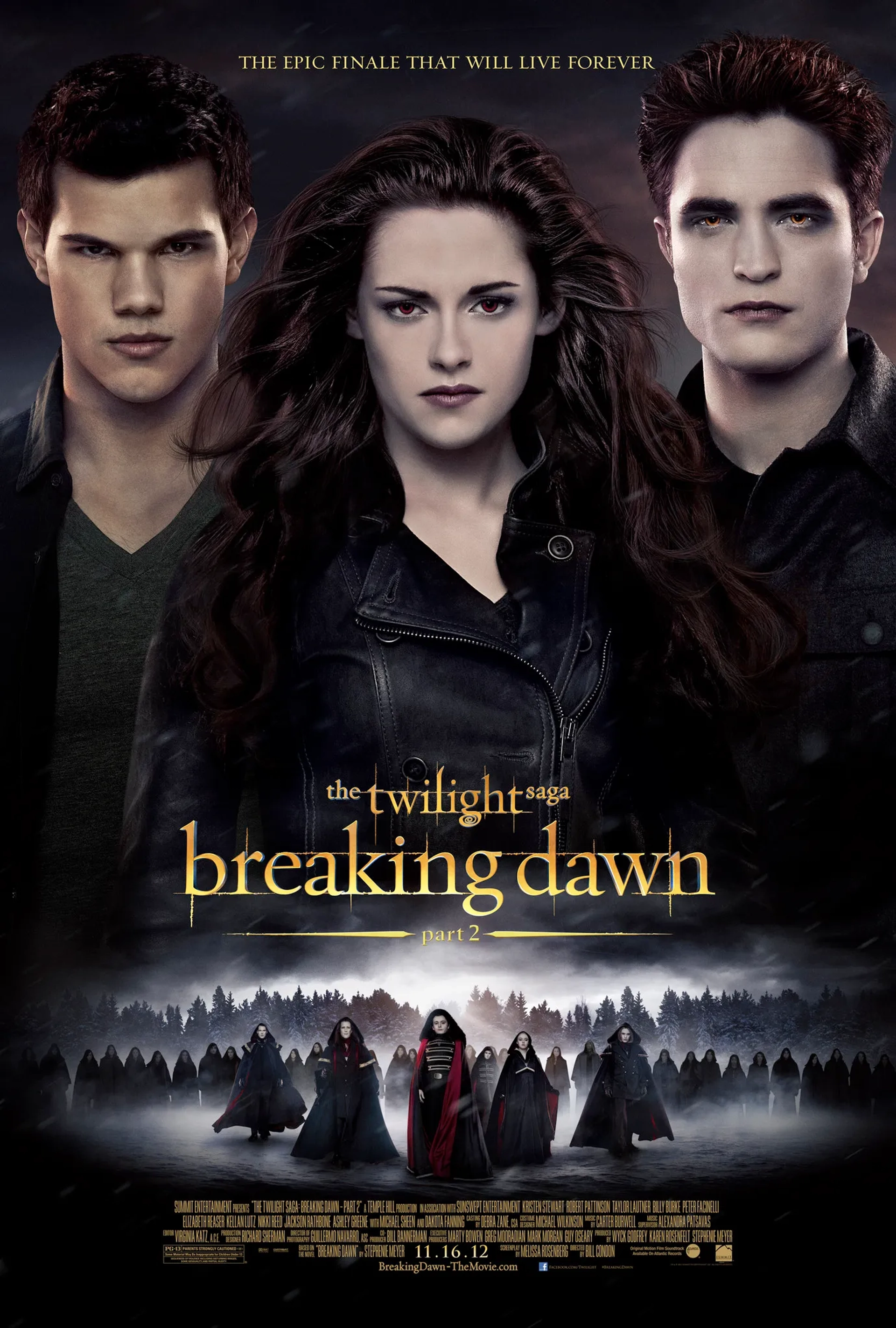 Kristen Stewart, Taylor Lautner, and Robert Pattinson in The Twilight Saga: Breaking Dawn - Part 2 (2012)