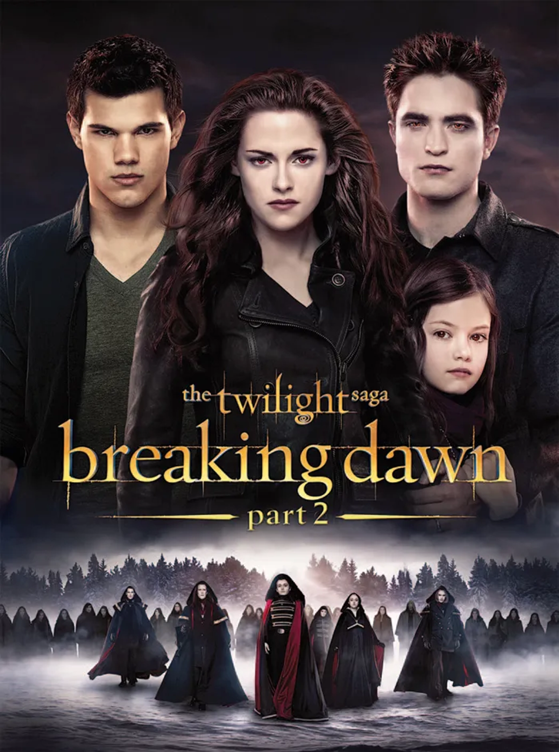 Dakota Fanning, Michael Sheen, Kristen Stewart, Taylor Lautner, Robert Pattinson, and Mackenzie Foy in The Twilight Saga: Breaking Dawn - Part 2 (2012)