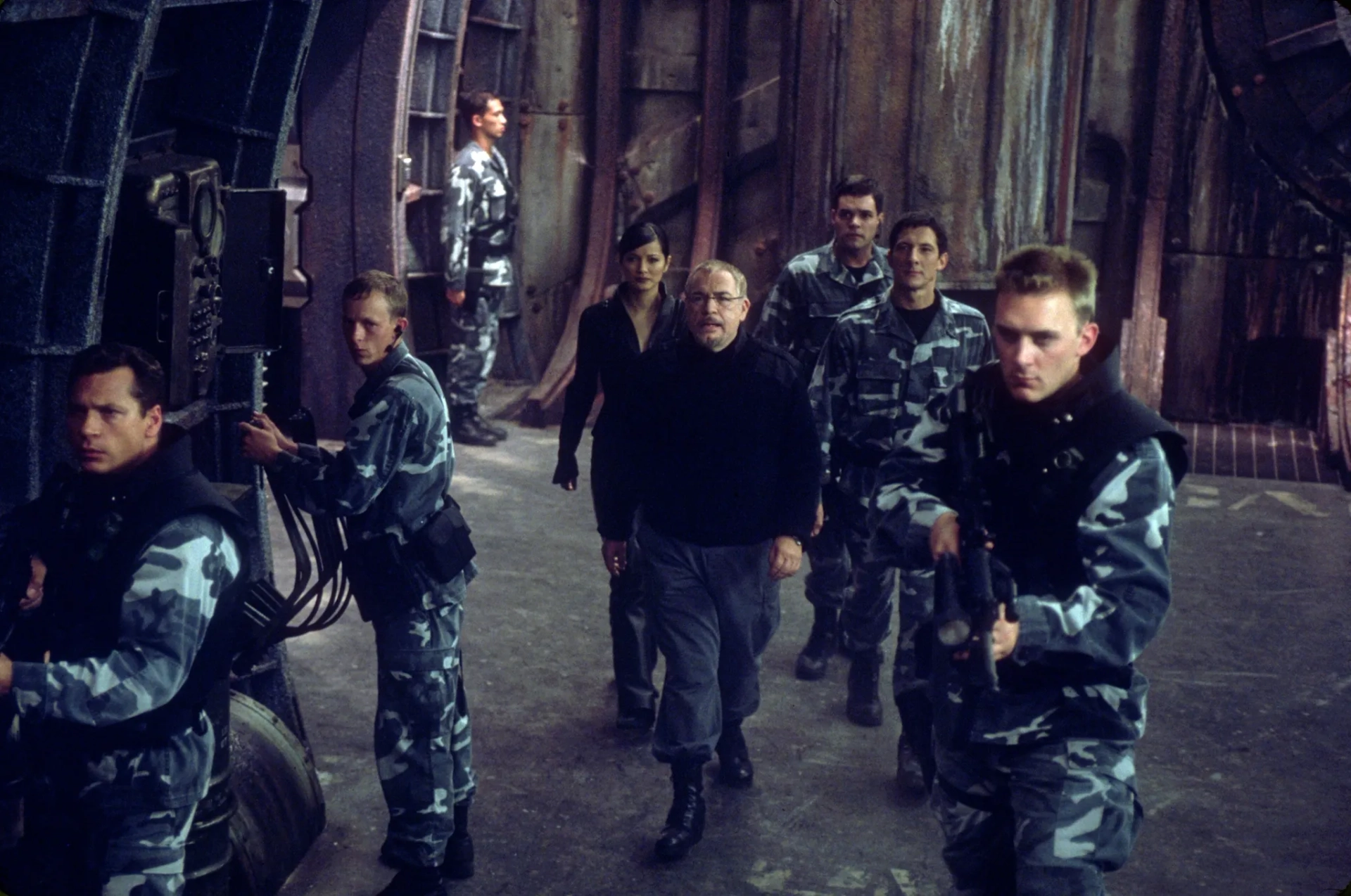 Brian Cox, Kelly Hu, Aaron Douglas, and Peter Wingfield in X2 (2003)