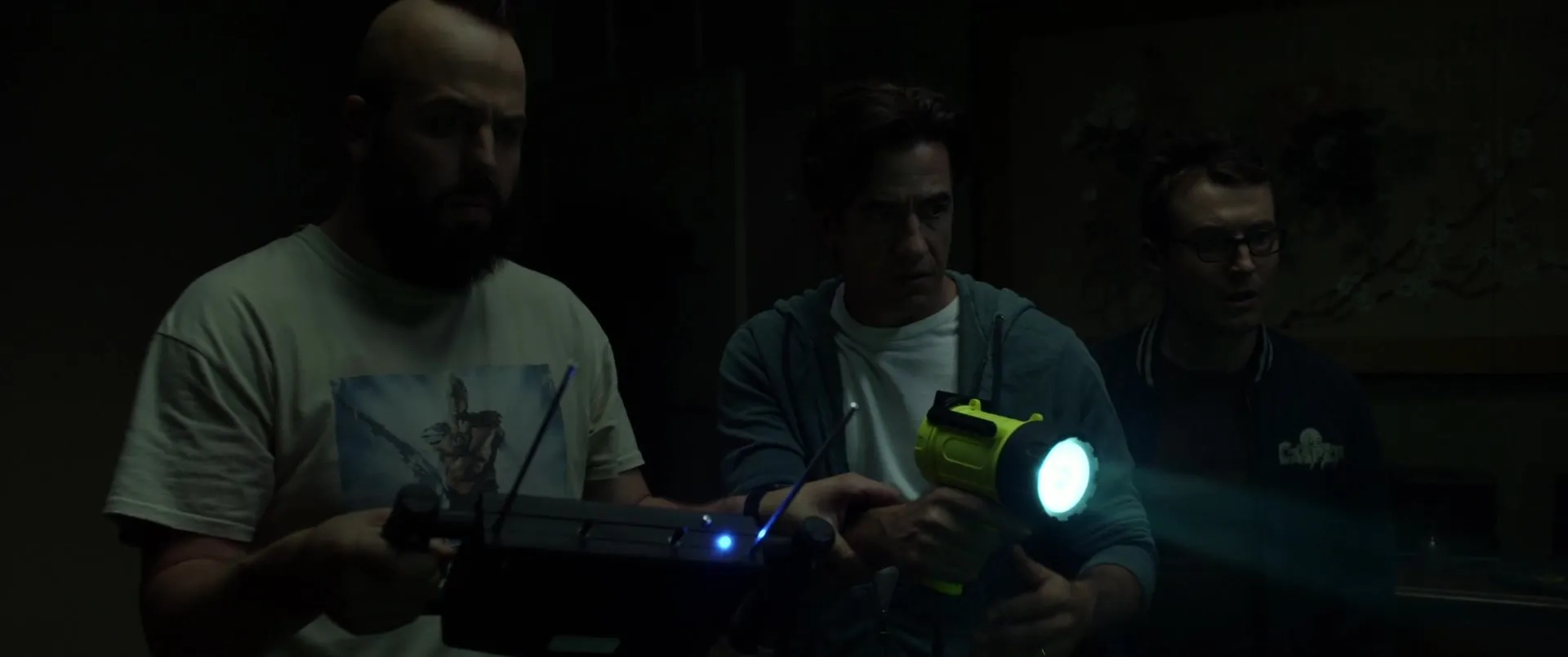 Dermot Mulroney, Angus Sampson, and Leigh Whannell in Insidious: Chapter 3 (2015)