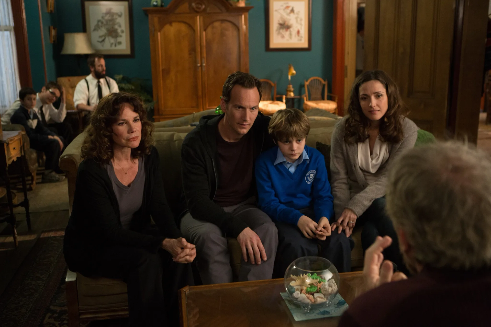 Barbara Hershey, Rose Byrne, Angus Sampson, Patrick Wilson, Leigh Whannell, Ty Simpkins, and Andrew Astor in Insidious: Chapter 2 (2013)