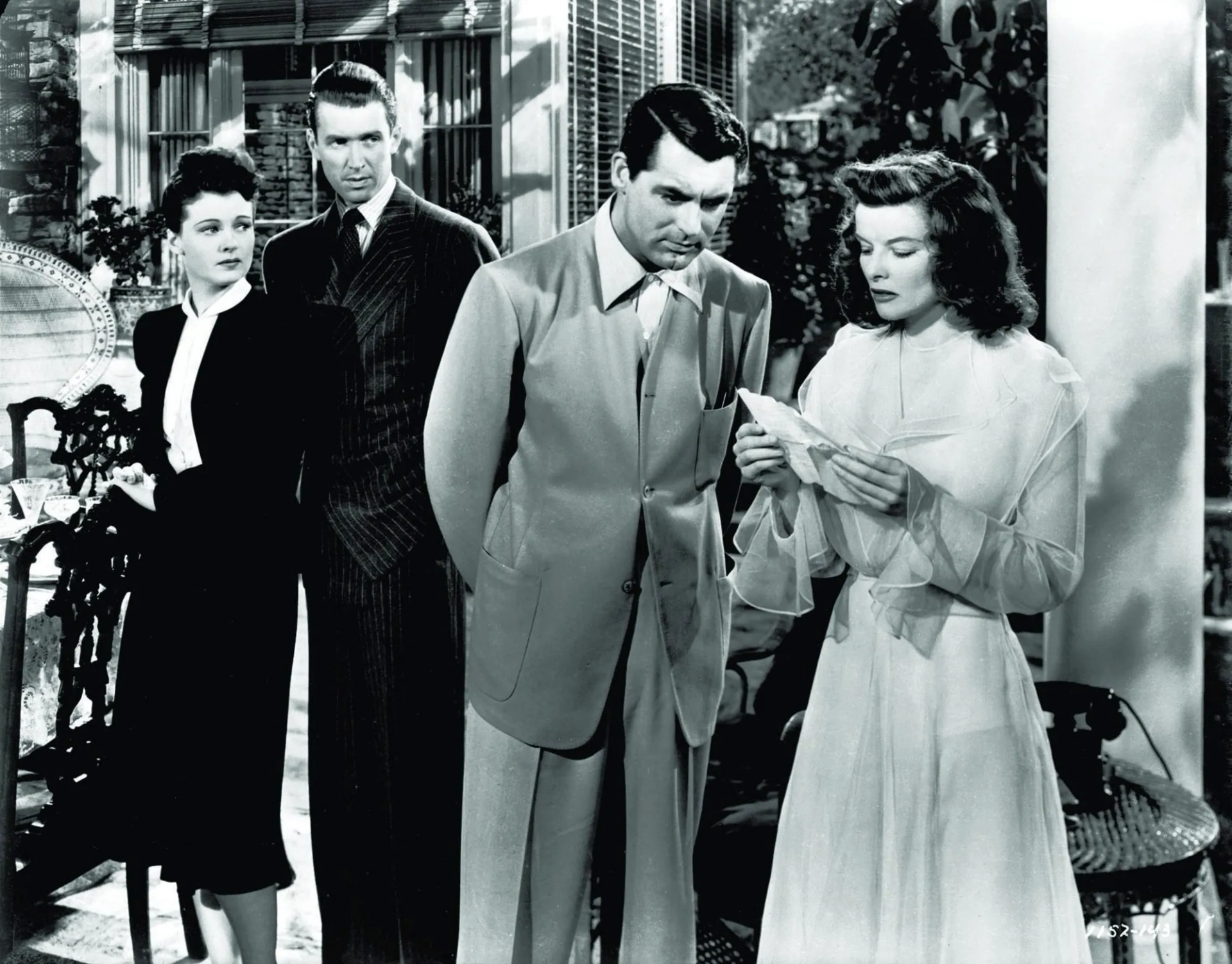 Cary Grant, Katharine Hepburn, James Stewart, and Ruth Hussey in The Philadelphia Story (1940)