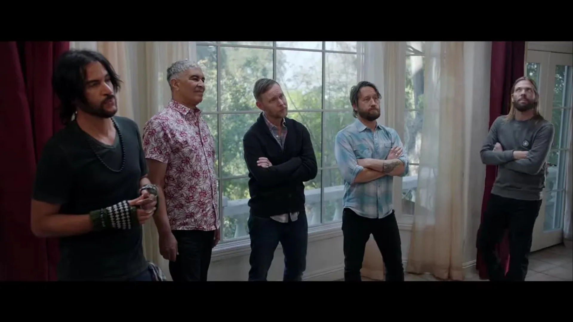 Nate Mendel, Pat Smear, Taylor Hawkins, Chris Shiflett, and Rami Jaffee in Studio 666 (2022)