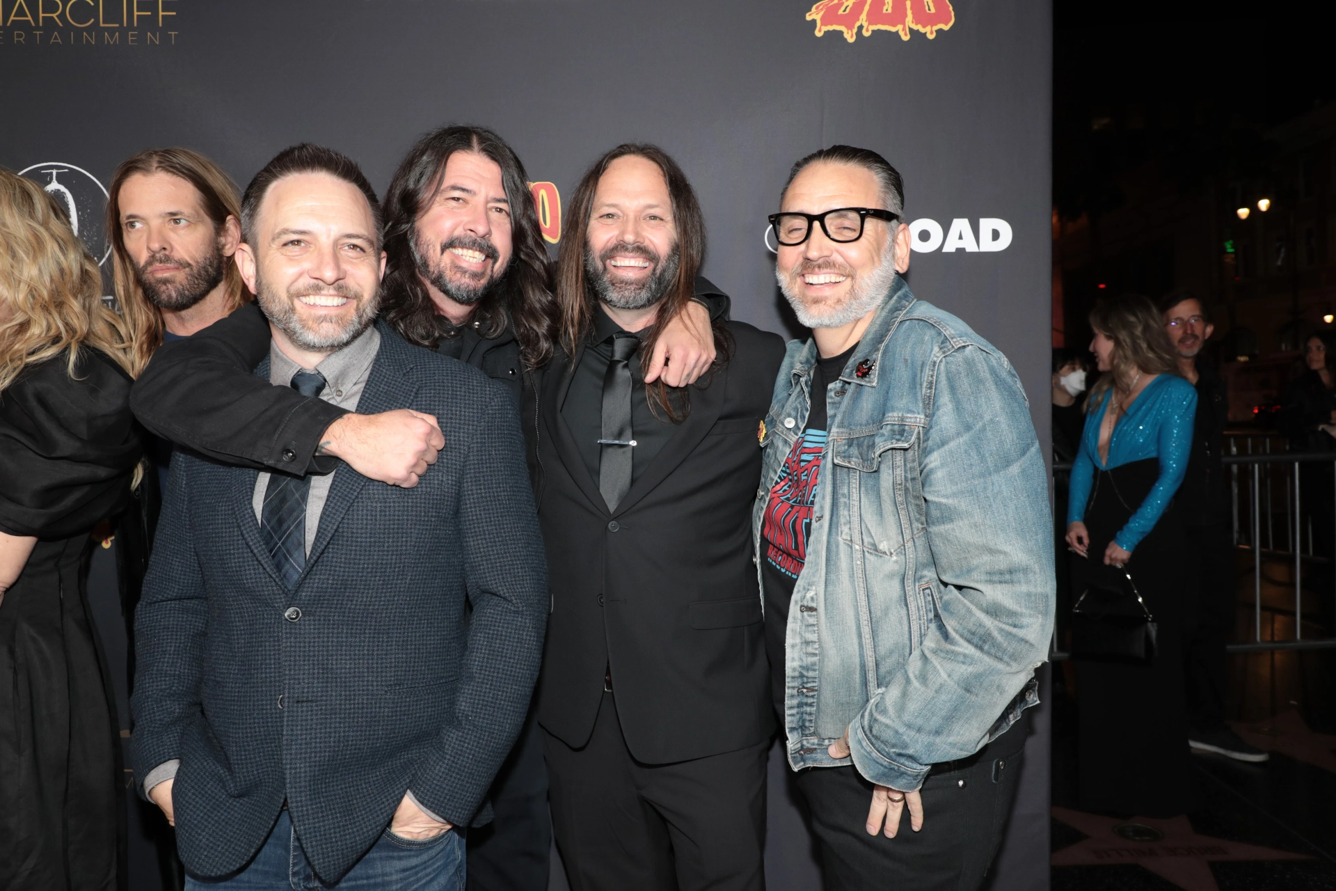 Dave Grohl, Taylor Hawkins, BJ McDonnell, John Ramsay, and James A. Rota at an event for Studio 666 (2022)