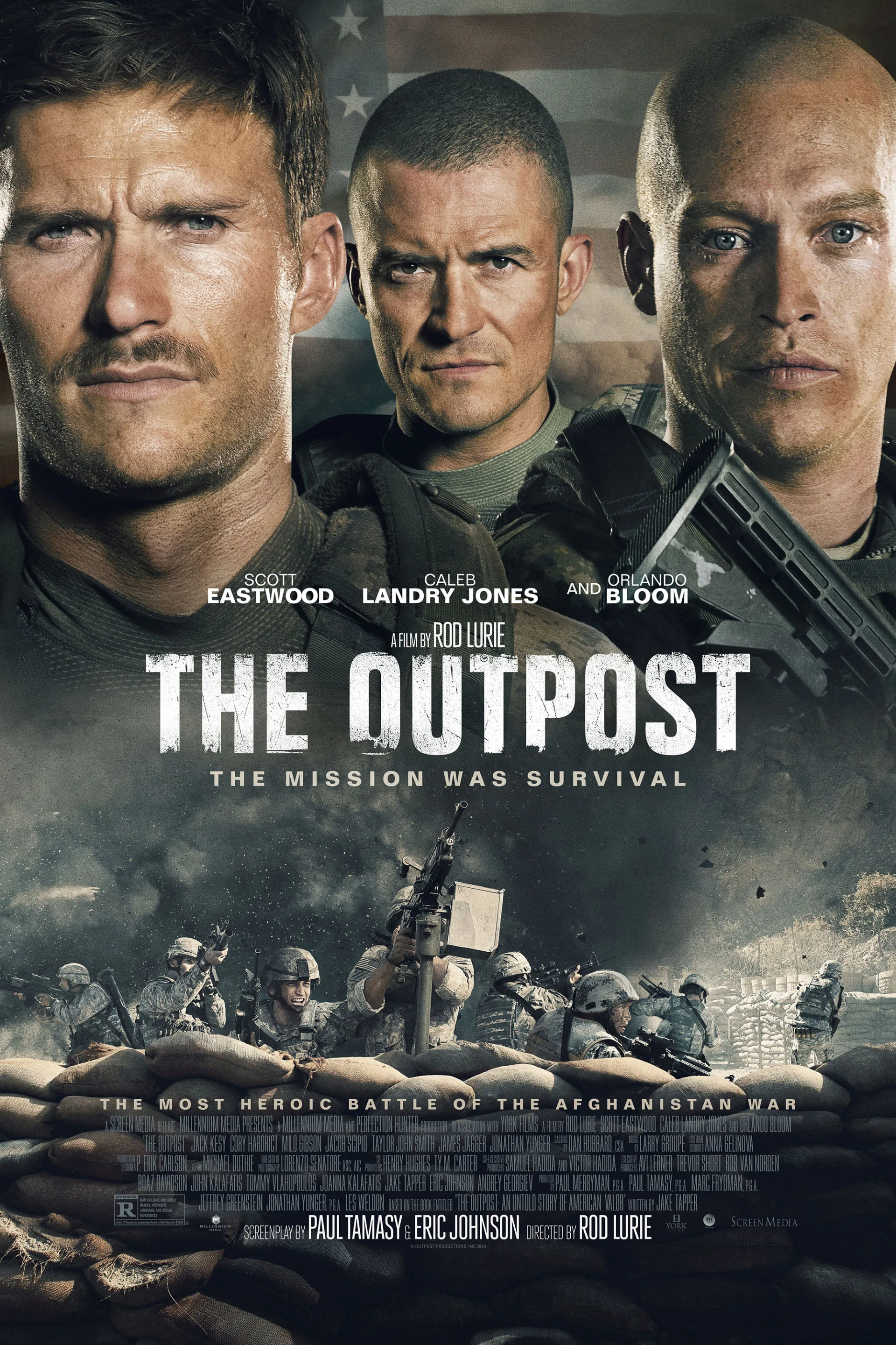 Orlando Bloom, Scott Eastwood, and Caleb Landry Jones in The Outpost (2019)