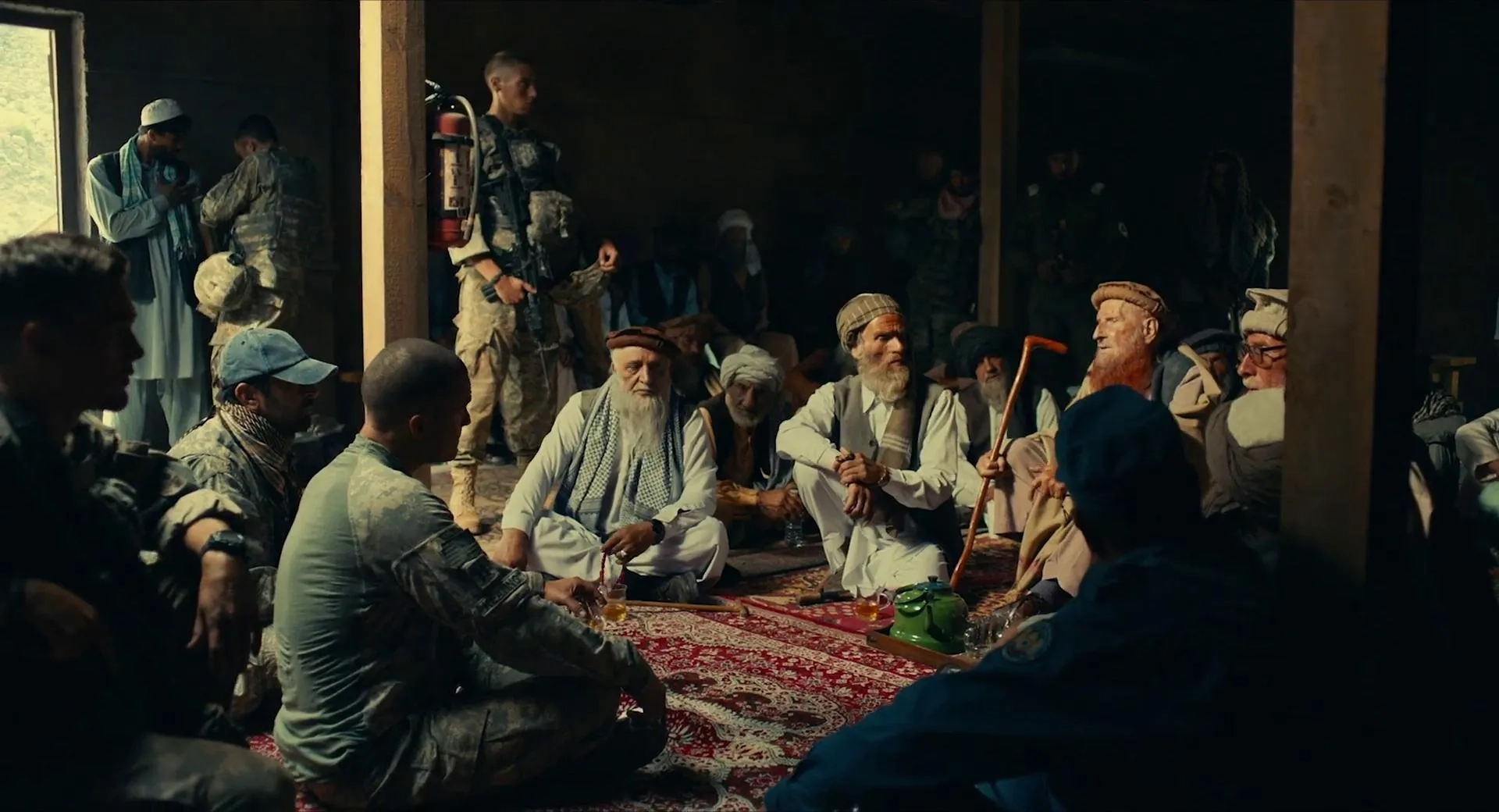 Orlando Bloom, Alexander Arnold, and Sharif Dorani in The Outpost (2019)