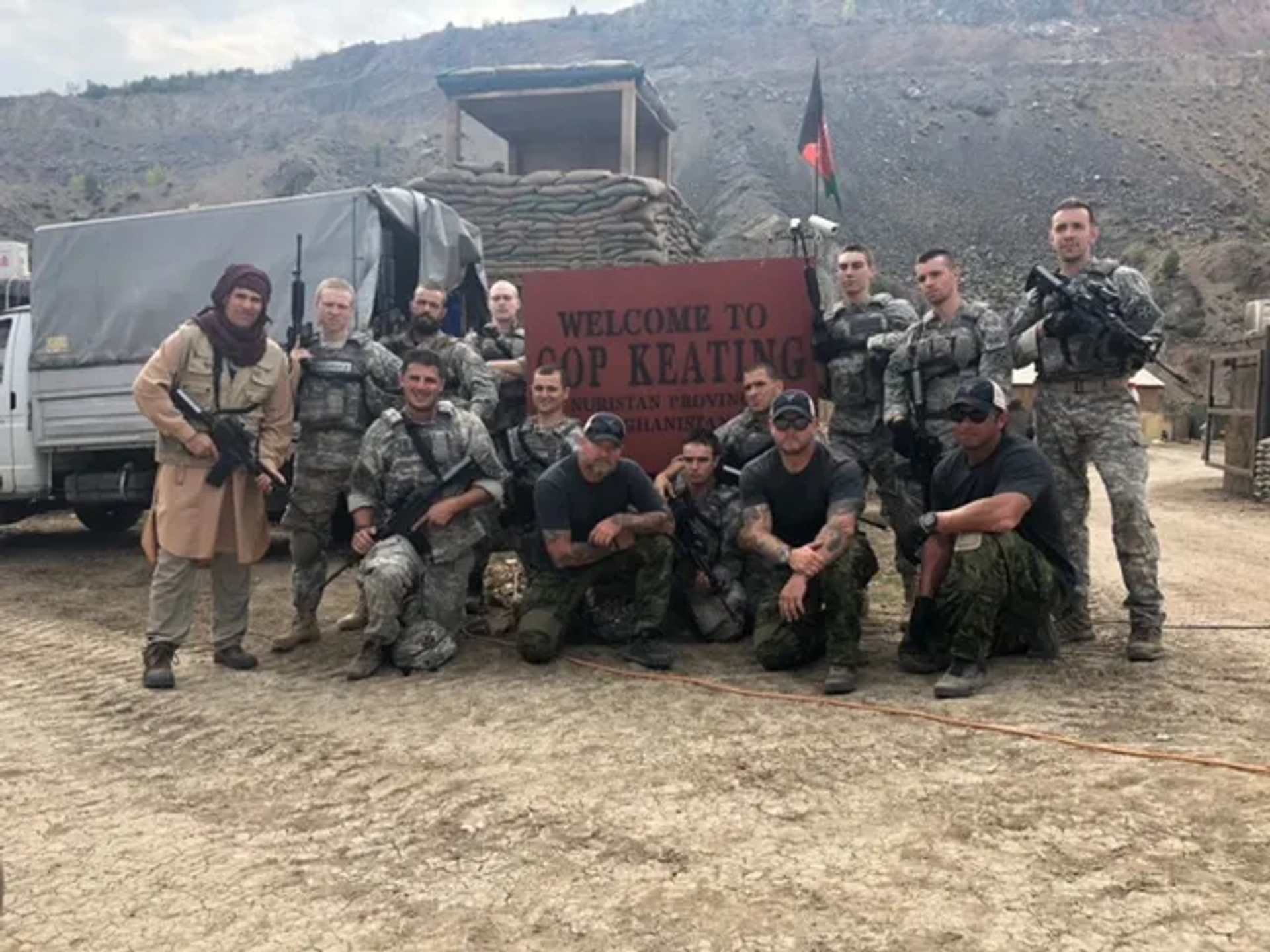 Cory Hardrict, Jack DeVos, Bobby Lockwood, Alexander Arnold, Will Attenborough, Paul Merryman, Jonathan Yunger, Caleb Landry Jones, Alfie Stewart, Aleksandar Aleksiev, Taylor John Smith, Ernest Cavazos, Scott Alda Coffey, and Jariko Denman in The Outpost (2019)