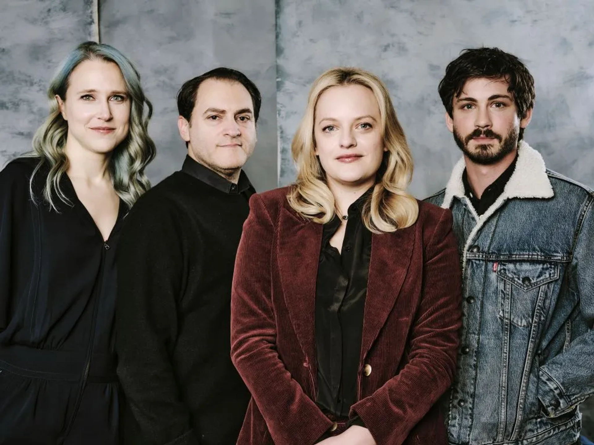 Elisabeth Moss, Logan Lerman, Michael Stuhlbarg, and Josephine Decker at an event for Shirley (2020)