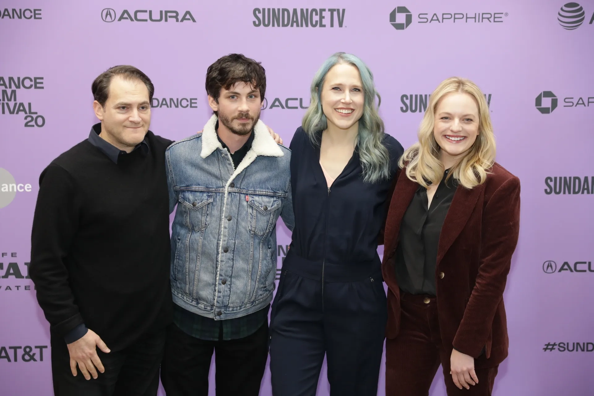 Elisabeth Moss, Logan Lerman, Michael Stuhlbarg, and Josephine Decker at an event for Shirley (2020)