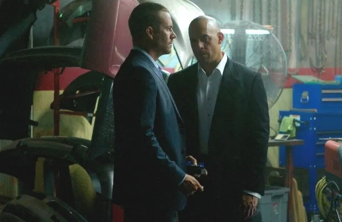 Vin Diesel and Paul Walker in Furious 7 (2015)