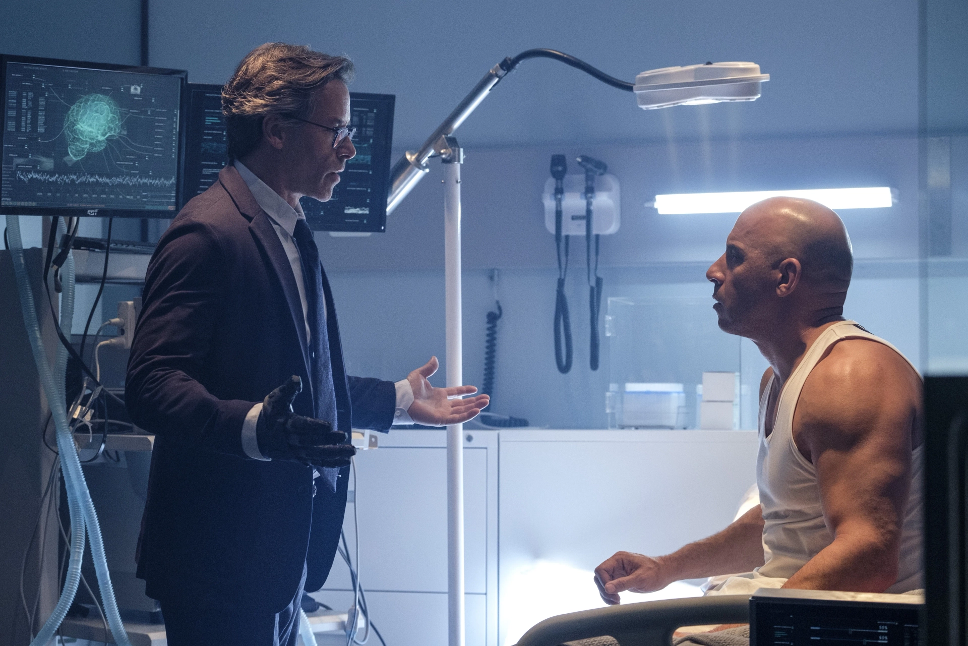 Guy Pearce and Vin Diesel in Bloodshot (2020)