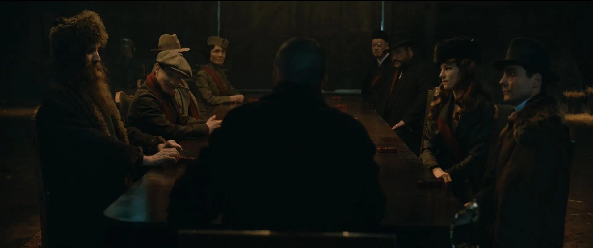 Daniel Brühl, Rhys Ifans, Takako Akashi, Joel Basman, Andy Cheung, Valerie Pachner, and Richard Stephenson Winter in The King's Man (2021)