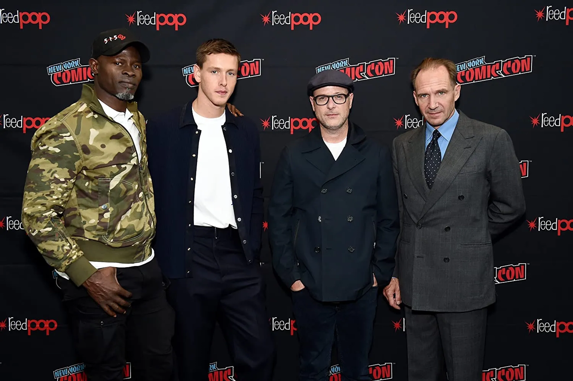 Ralph Fiennes, Djimon Hounsou, Matthew Vaughn, and Harris Dickinson at an event for The King's Man (2021)