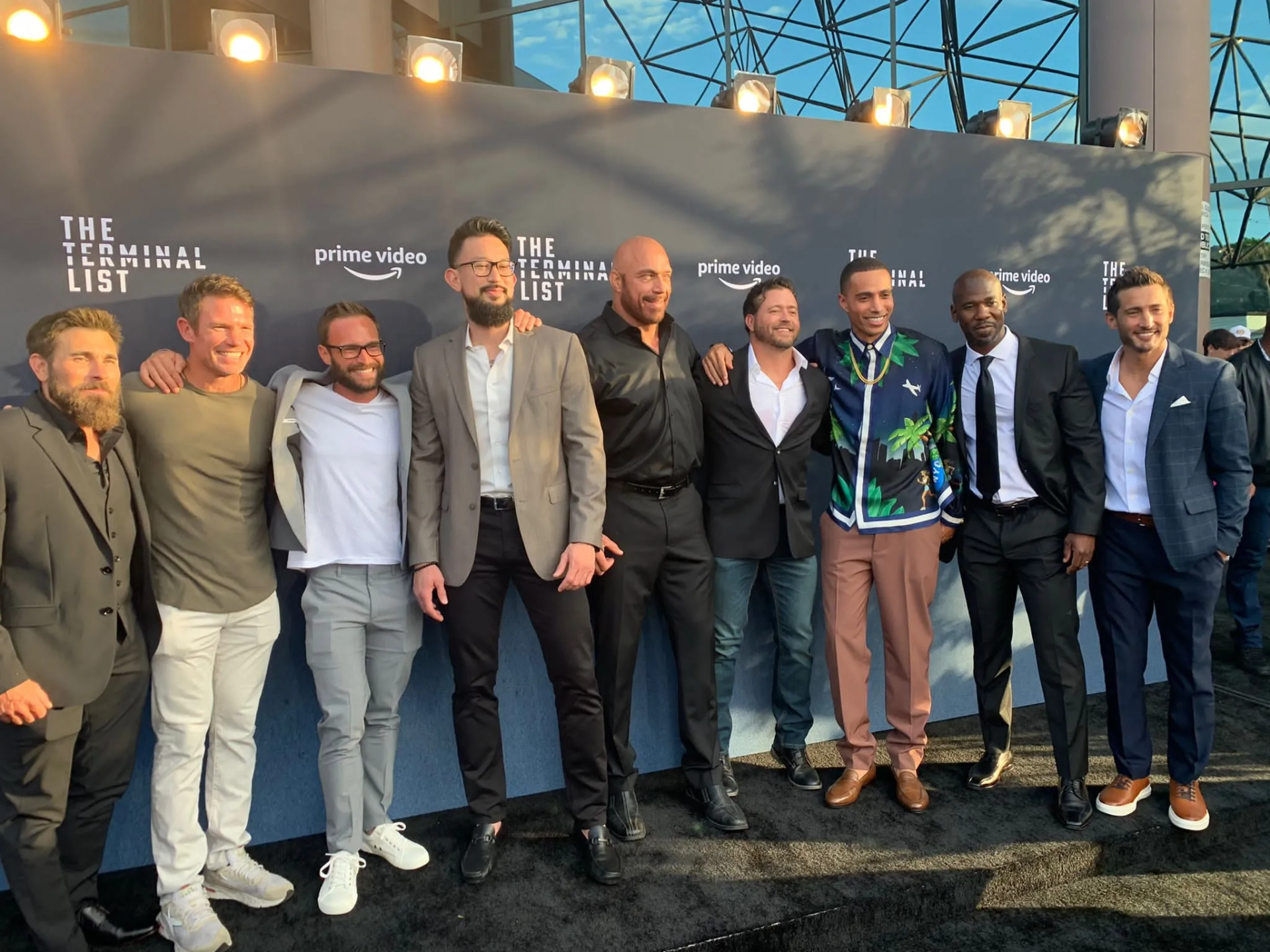 John Adkins, Alexander Angelikis, Jack Carr, Michael Sauers, Dave Reaves, Justin Garza, Mahdi Cocci, Jared Shaw, Nate Boyer, and Remi Adeleke in The Terminal List (2022)