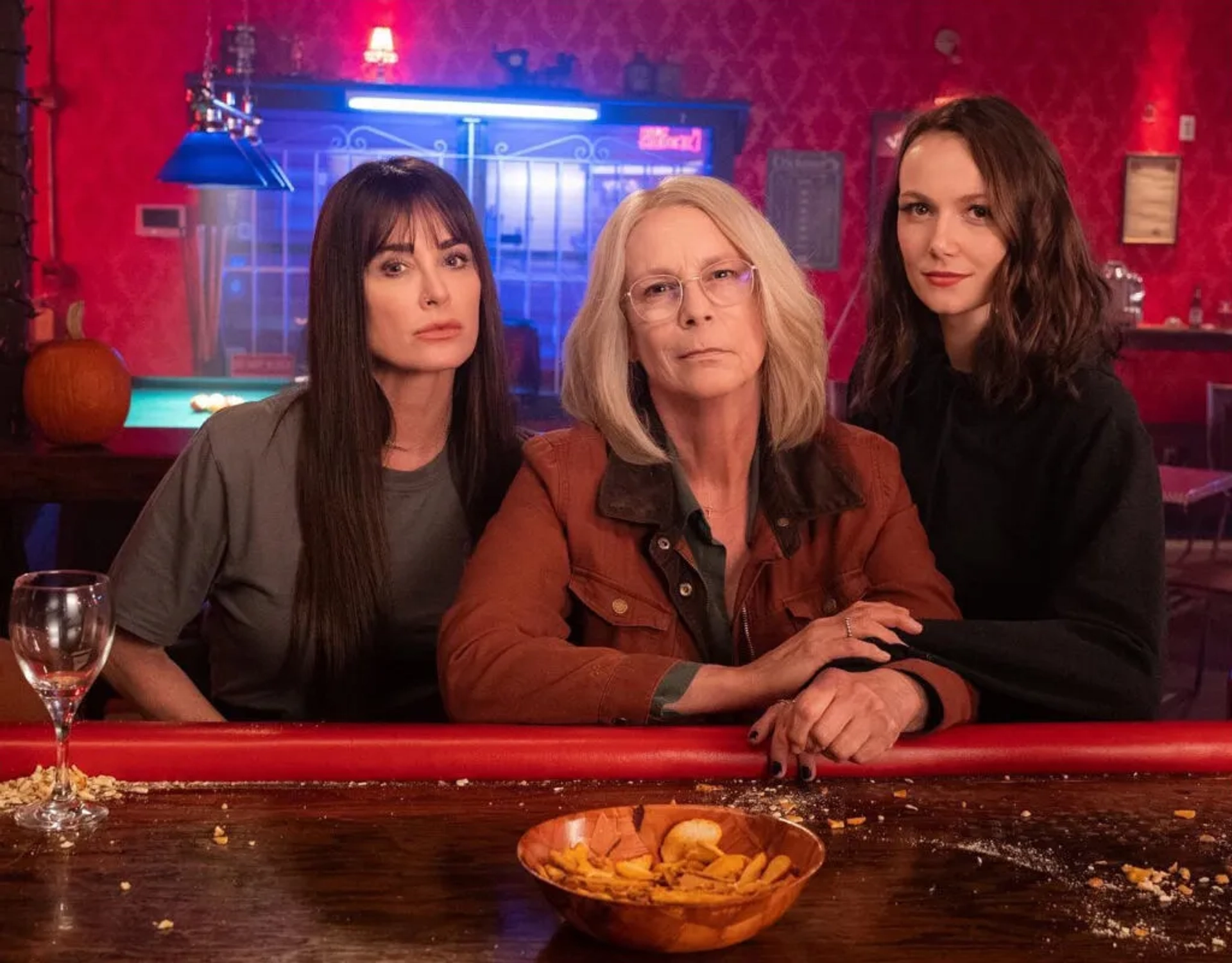 Jamie Lee Curtis, Kyle Richards, and Andi Matichak in Halloween Ends (2022)