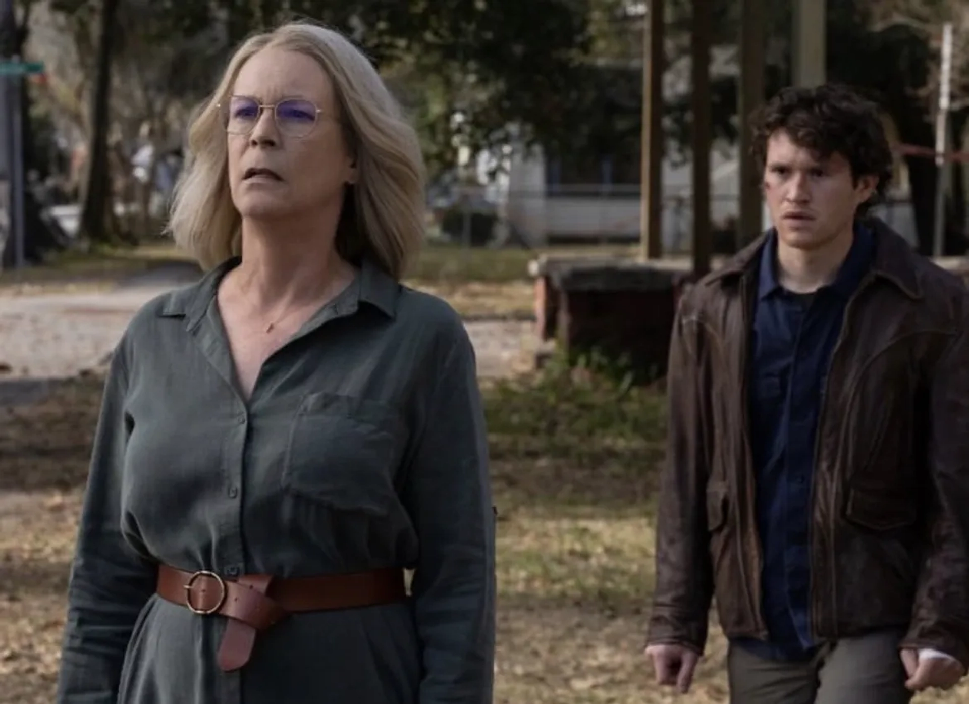 Jamie Lee Curtis and Rohan Campbell in Halloween Ends (2022)