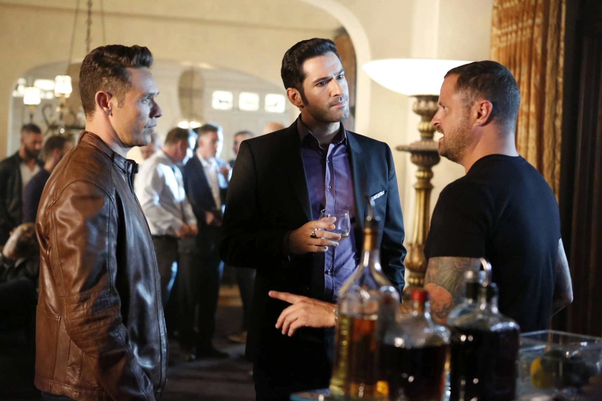 Tom Ellis, Kevin Alejandro, and Donavon Stinson in Lucifer (2016)