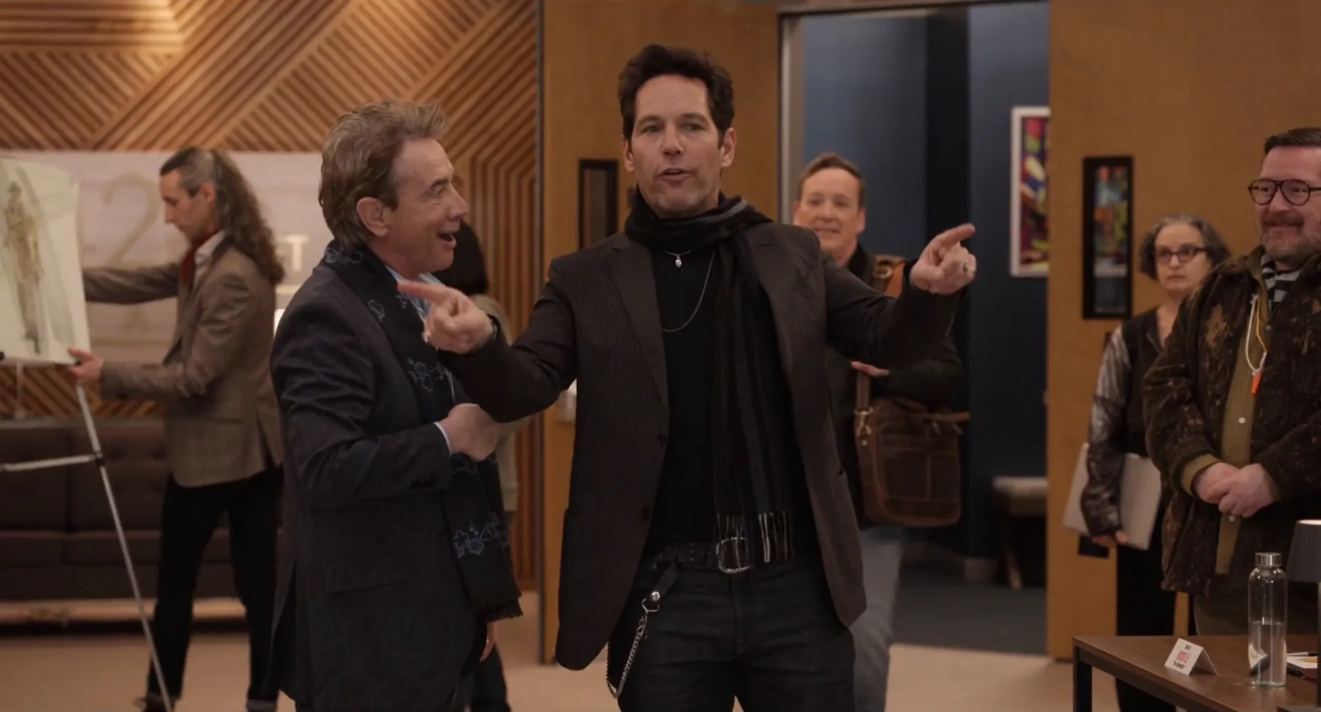 Martin Short, Paul Rudd, Jeremy Shamos, and Michael Cyril Creighton in Only Murders in the Building (2021)