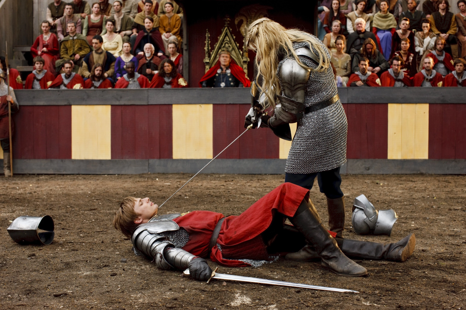 Emilia Fox and Bradley James in Merlin (2008)