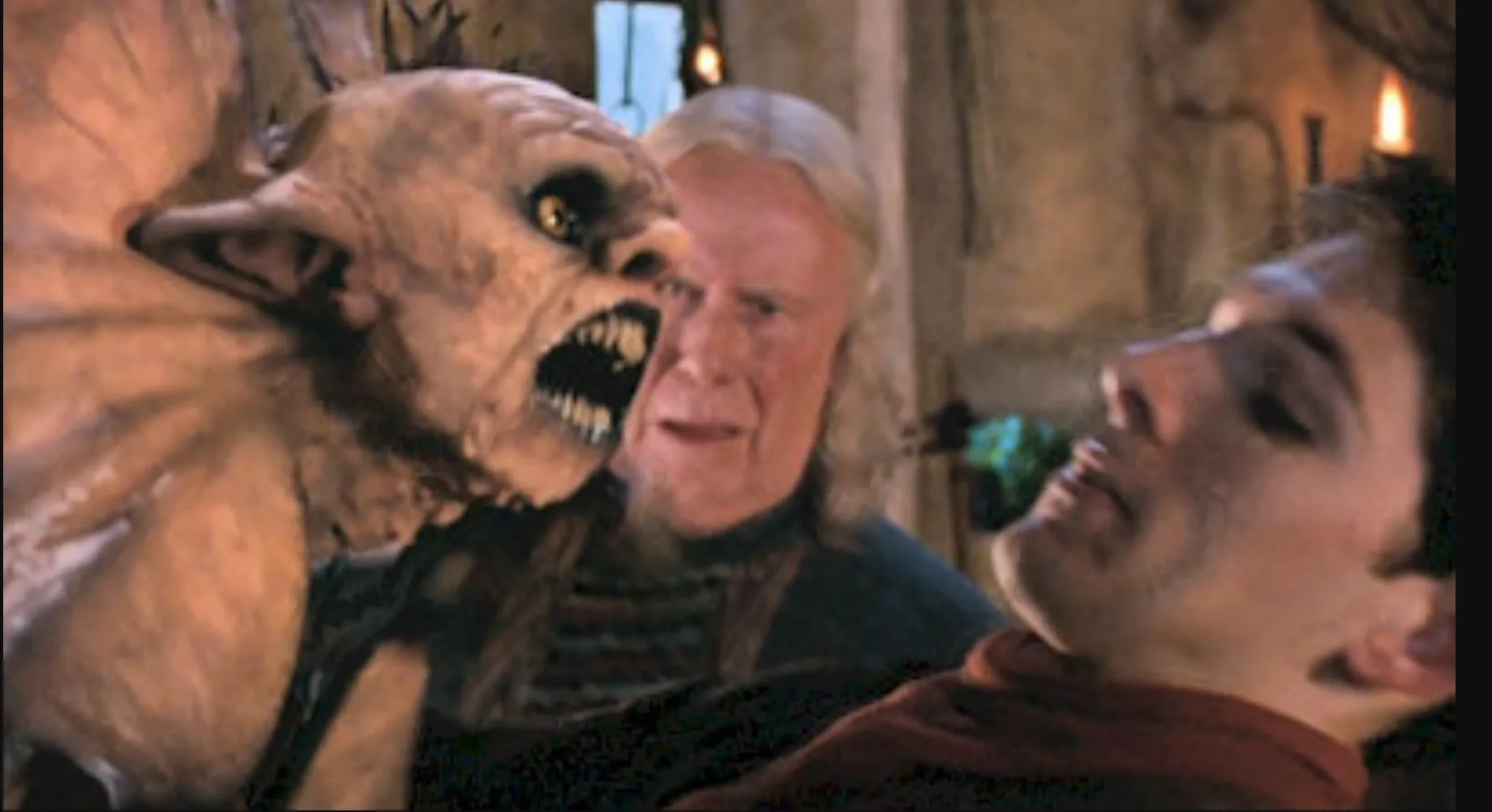 Eddie Marsan, Richard Wilson, and Colin Morgan in Merlin (2008)