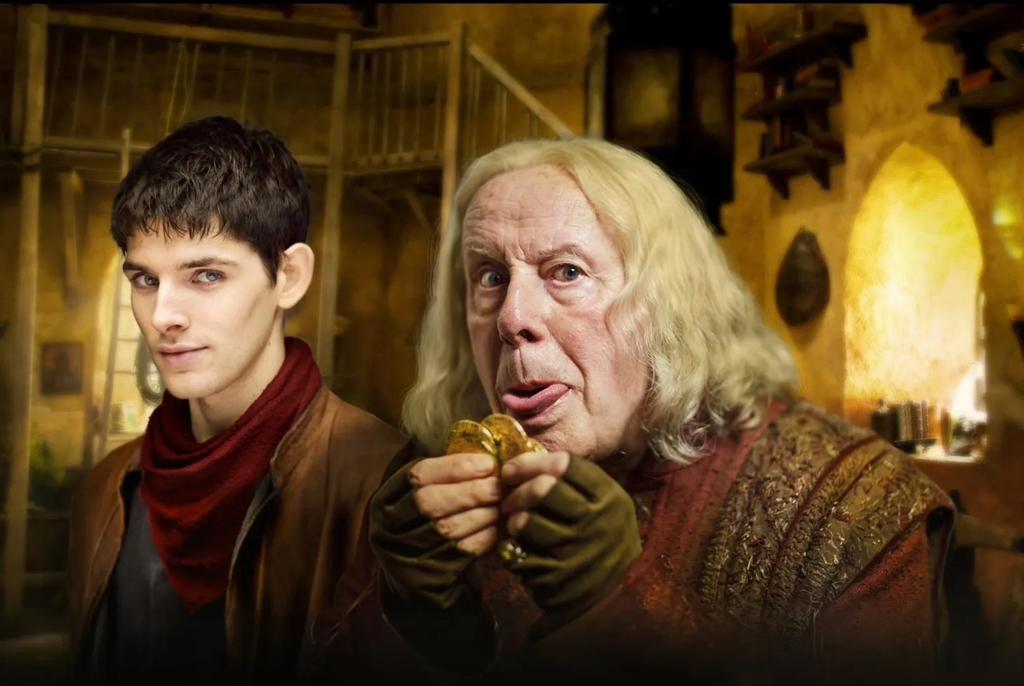 Richard Wilson and Colin Morgan in Merlin (2008)