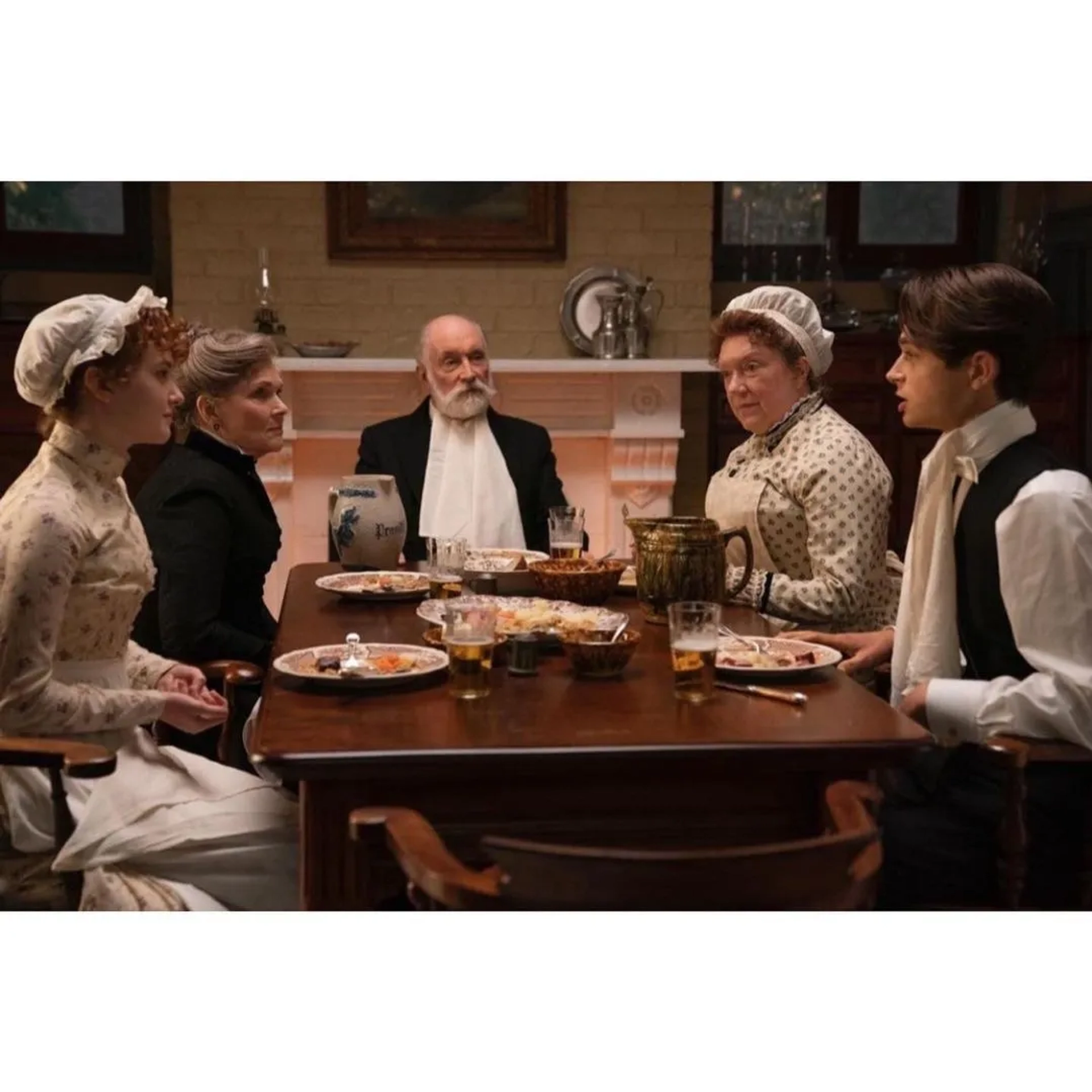 Simon Jones, Debra Monk, Kristine Nielsen, Denée Benton, Taylor Richardson, and Ben Ahlers in The Gilded Age (2022)