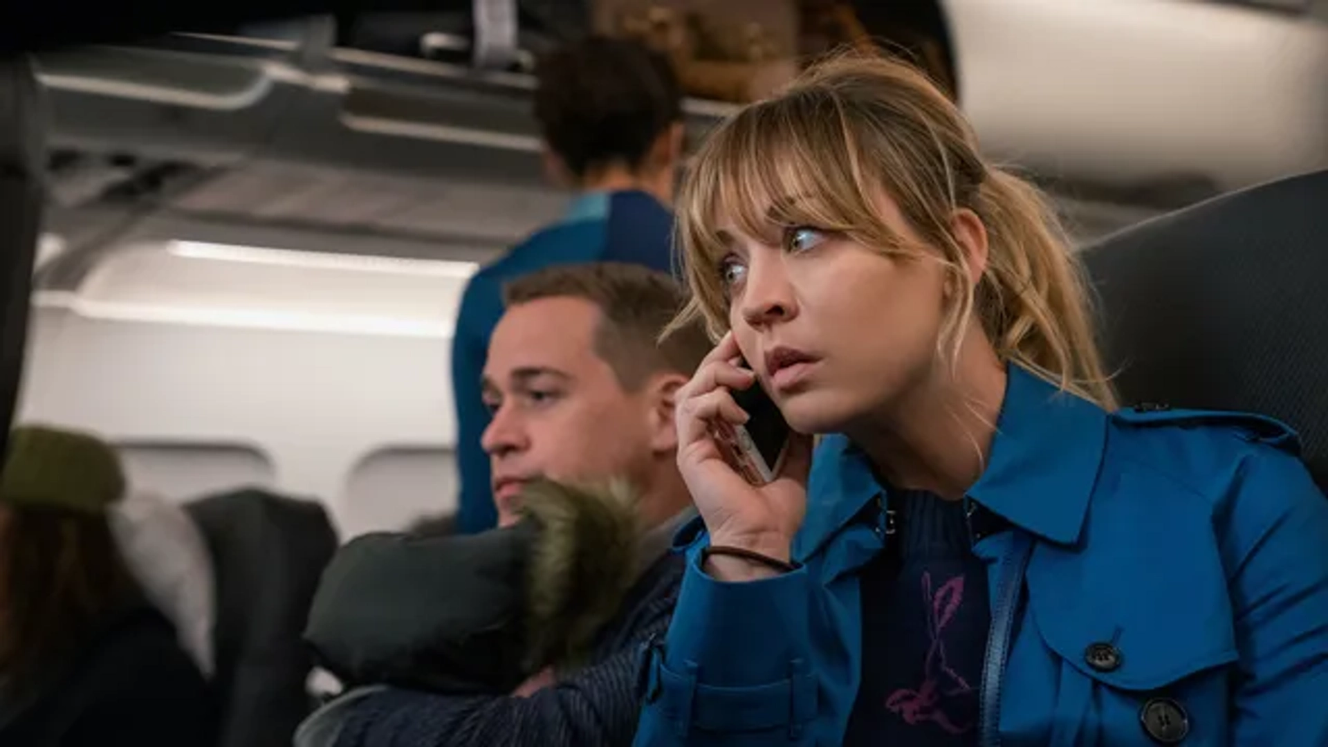 Kaley Cuoco and T.R. Knight in The Flight Attendant: Brothers & Sisters (2022)