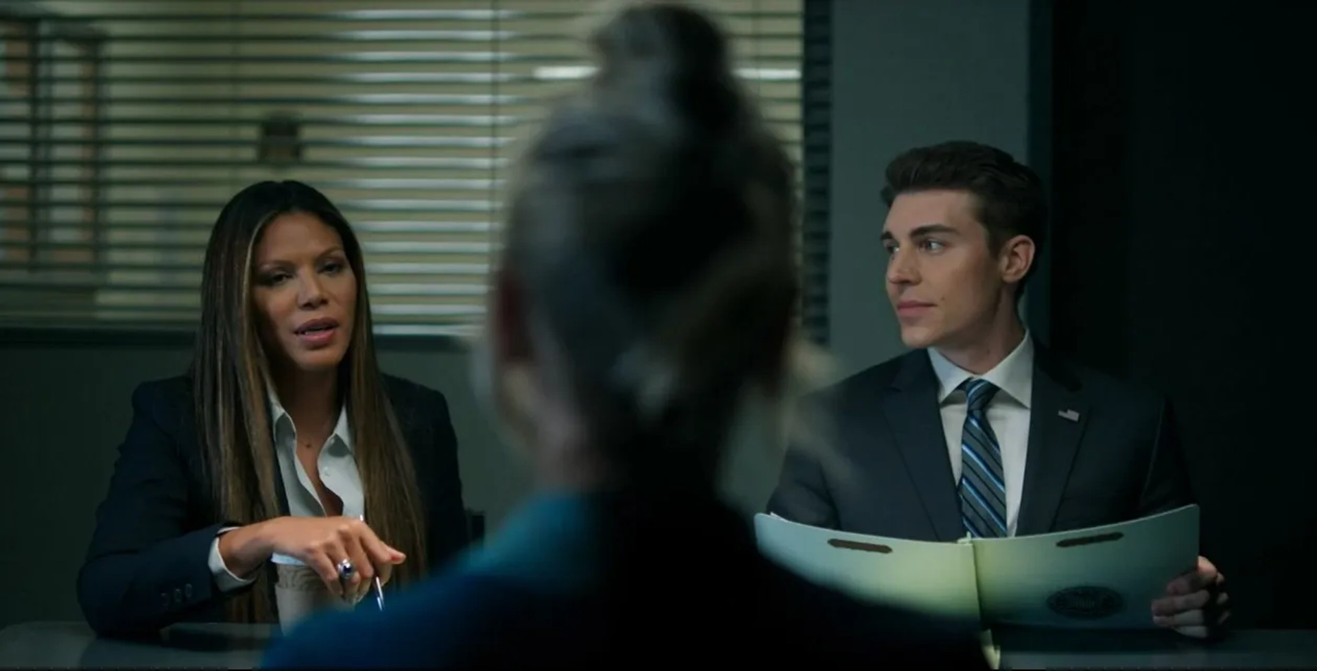 Nolan Gerard Funk and Merle Dandridge in The Flight Attendant: In Case of Emergency (2020)