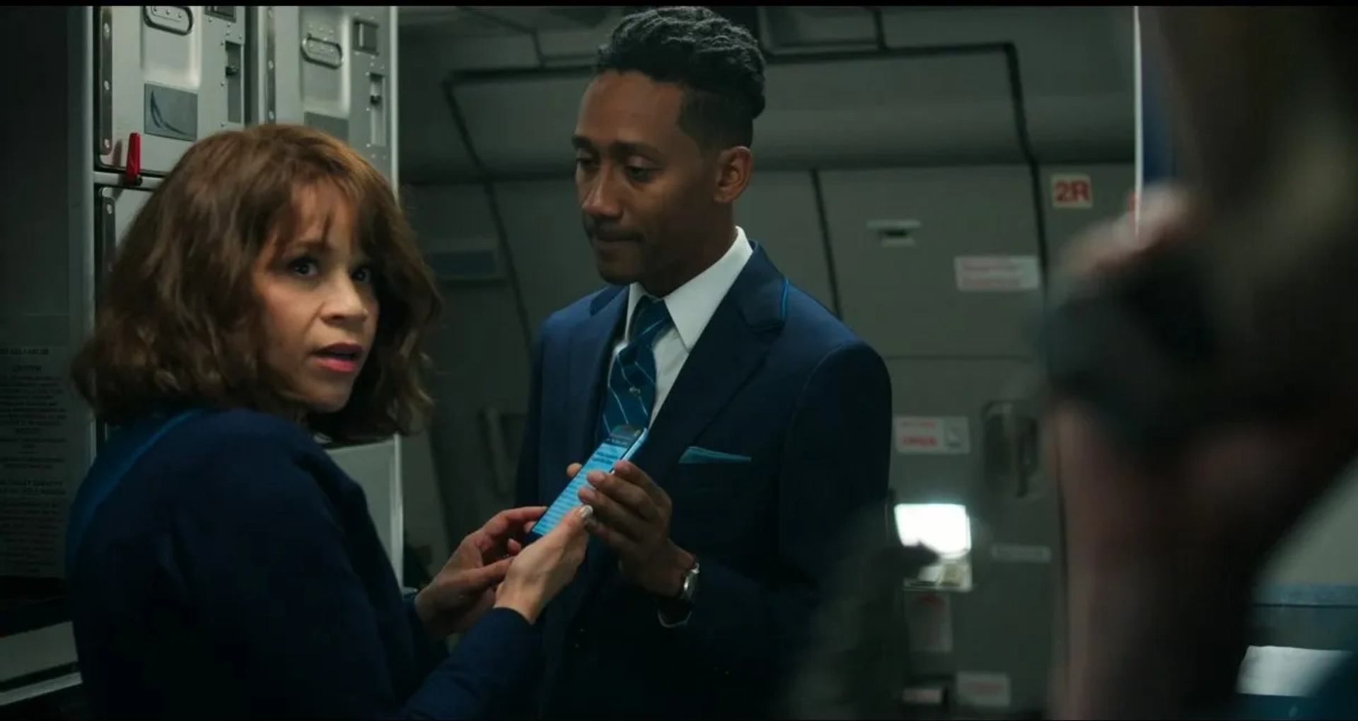 Rosie Perez and Griffin Matthews in The Flight Attendant: In Case of Emergency (2020)