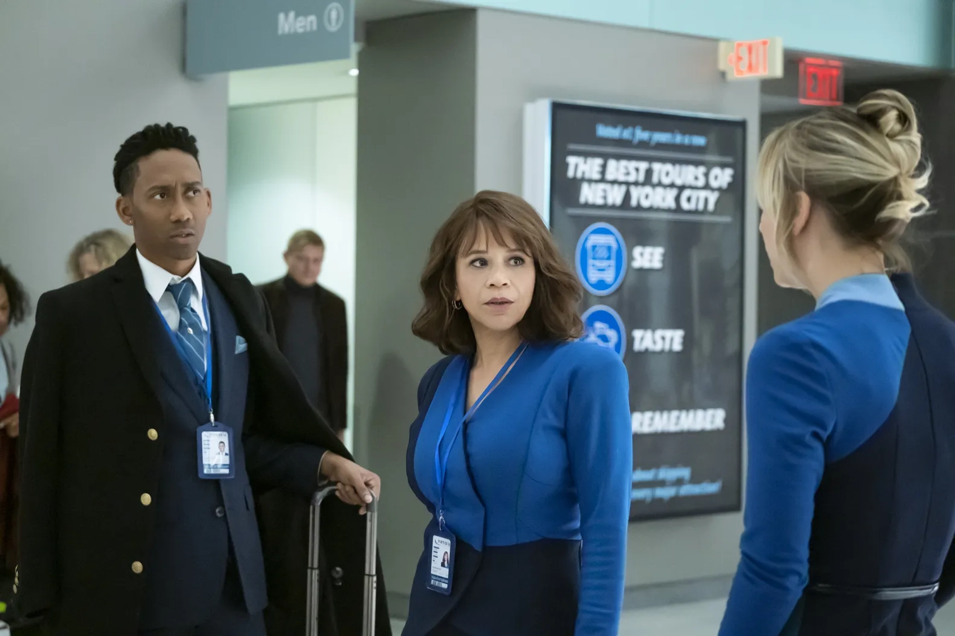 Rosie Perez, Kaley Cuoco, and Griffin Matthews in The Flight Attendant: Rabbits (2020)