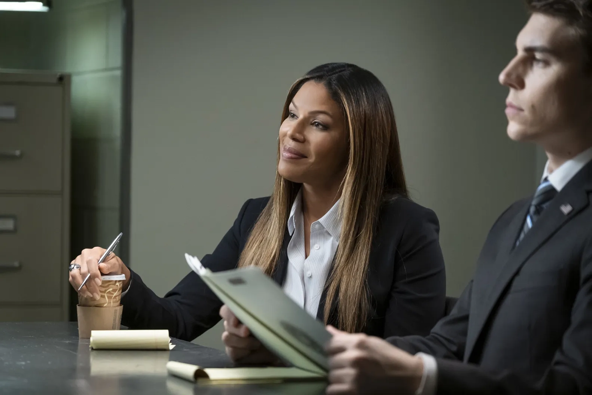 Nolan Gerard Funk and Merle Dandridge in The Flight Attendant: In Case of Emergency (2020)