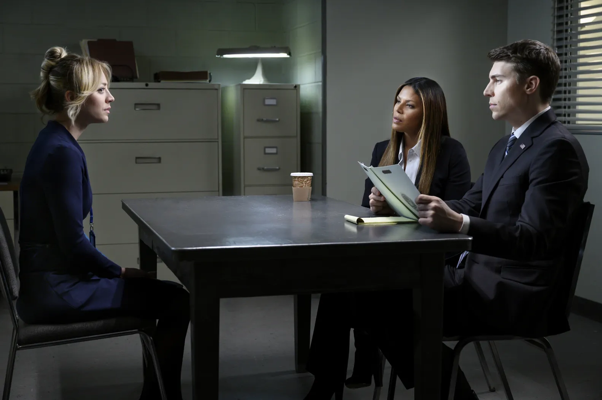 Kaley Cuoco, Nolan Gerard Funk, and Merle Dandridge in The Flight Attendant: In Case of Emergency (2020)