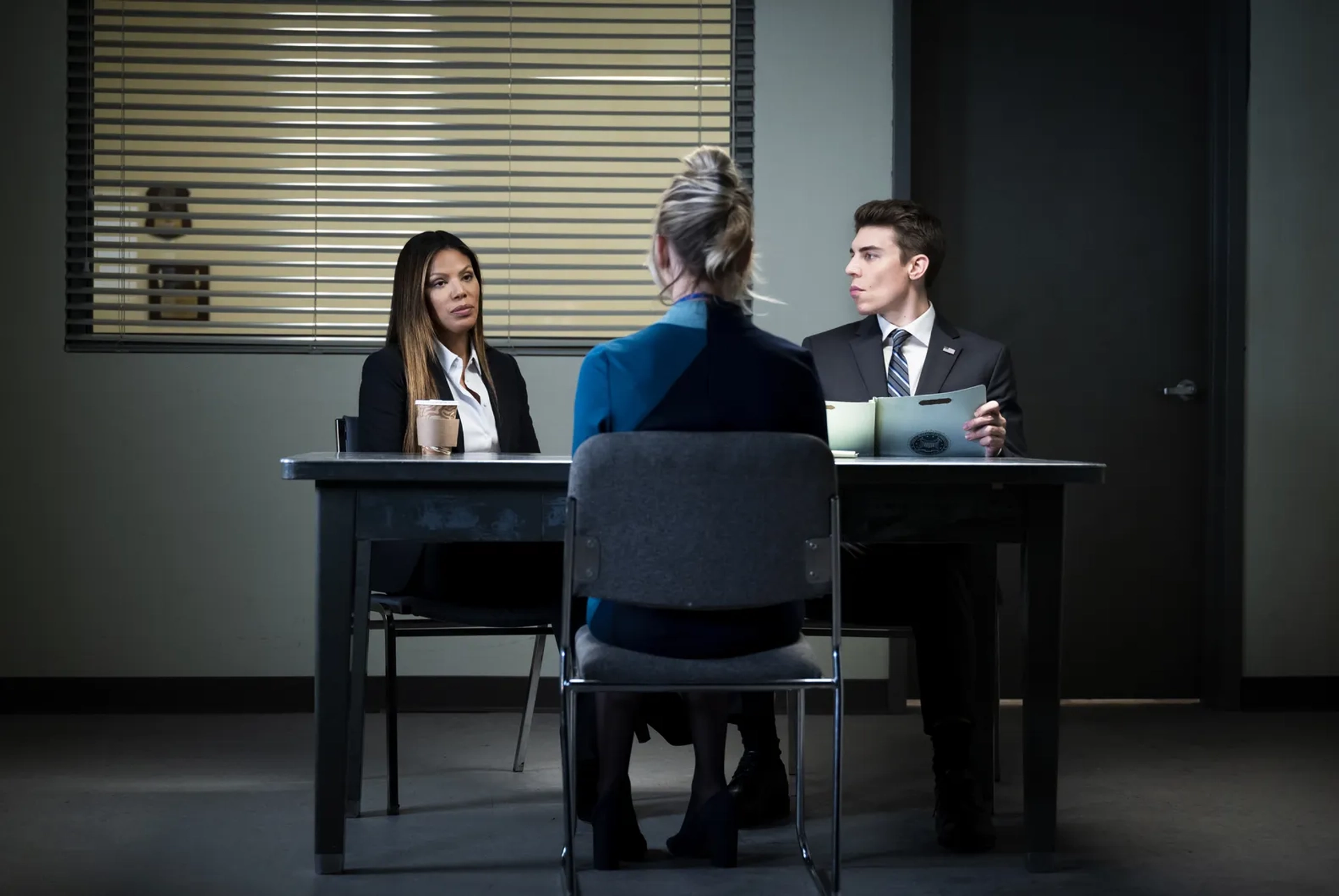 Kaley Cuoco, Nolan Gerard Funk, and Merle Dandridge in The Flight Attendant: In Case of Emergency (2020)