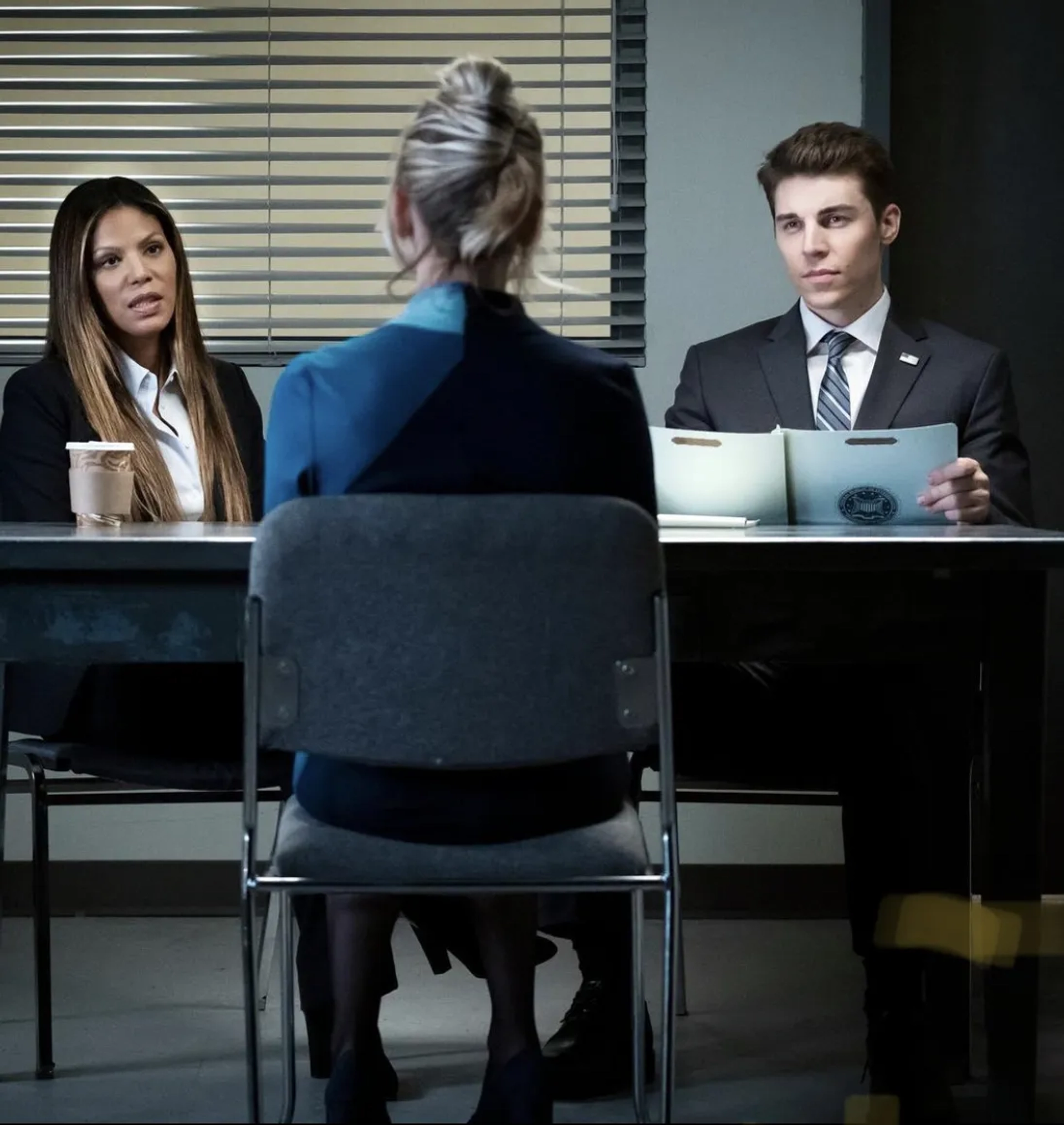 Kaley Cuoco, Nolan Gerard Funk, and Merle Dandridge in The Flight Attendant (2020)