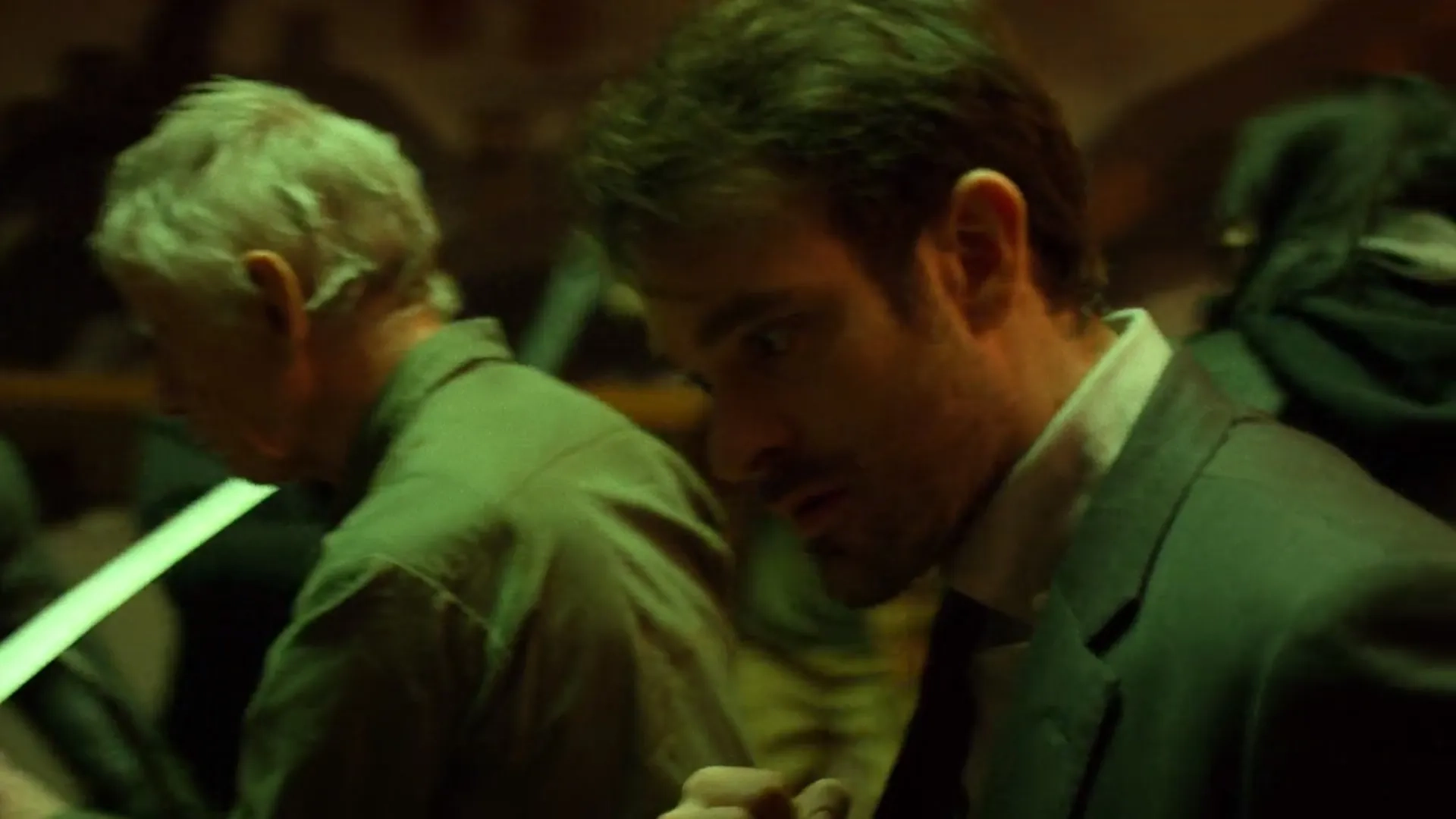 Scott Glenn, Charlie Cox, and Krysten Ritter in The Defenders (2017)