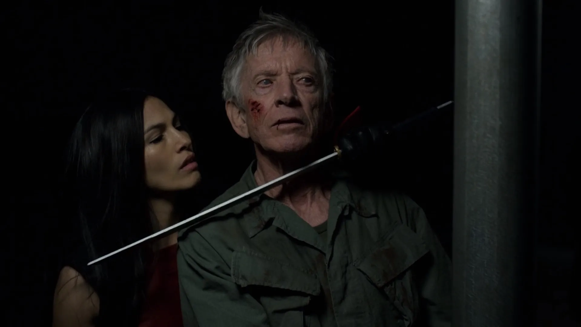 Scott Glenn and Elodie Yung in The Defenders (2017)