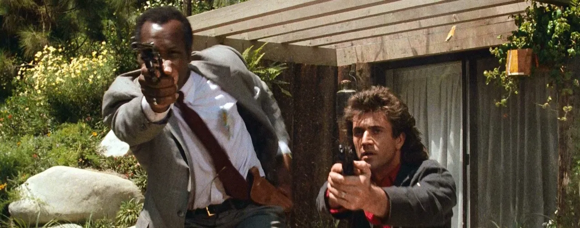 Mel Gibson and Danny Glover in Lethal Weapon (1987)