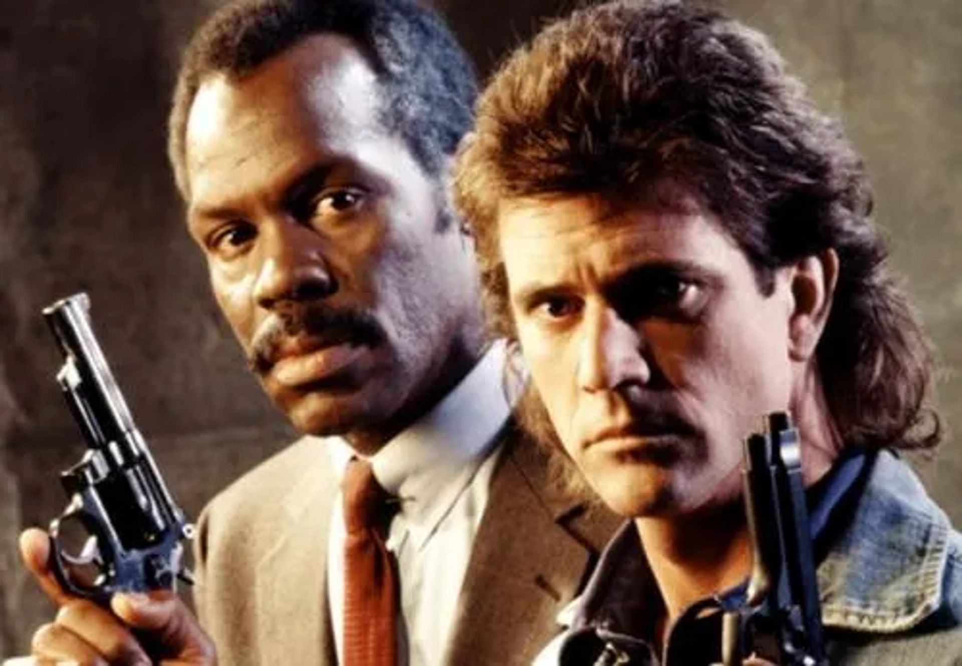 Mel Gibson and Danny Glover in Lethal Weapon (1987)