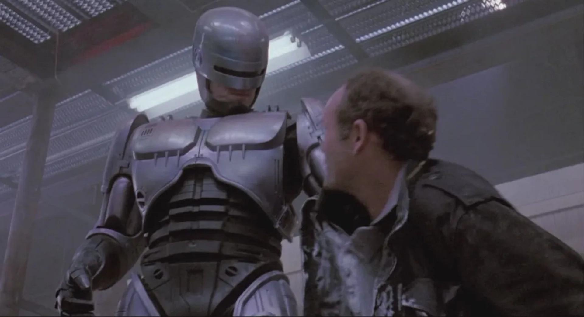 Peter Weller and Kurtwood Smith in RoboCop (1987)