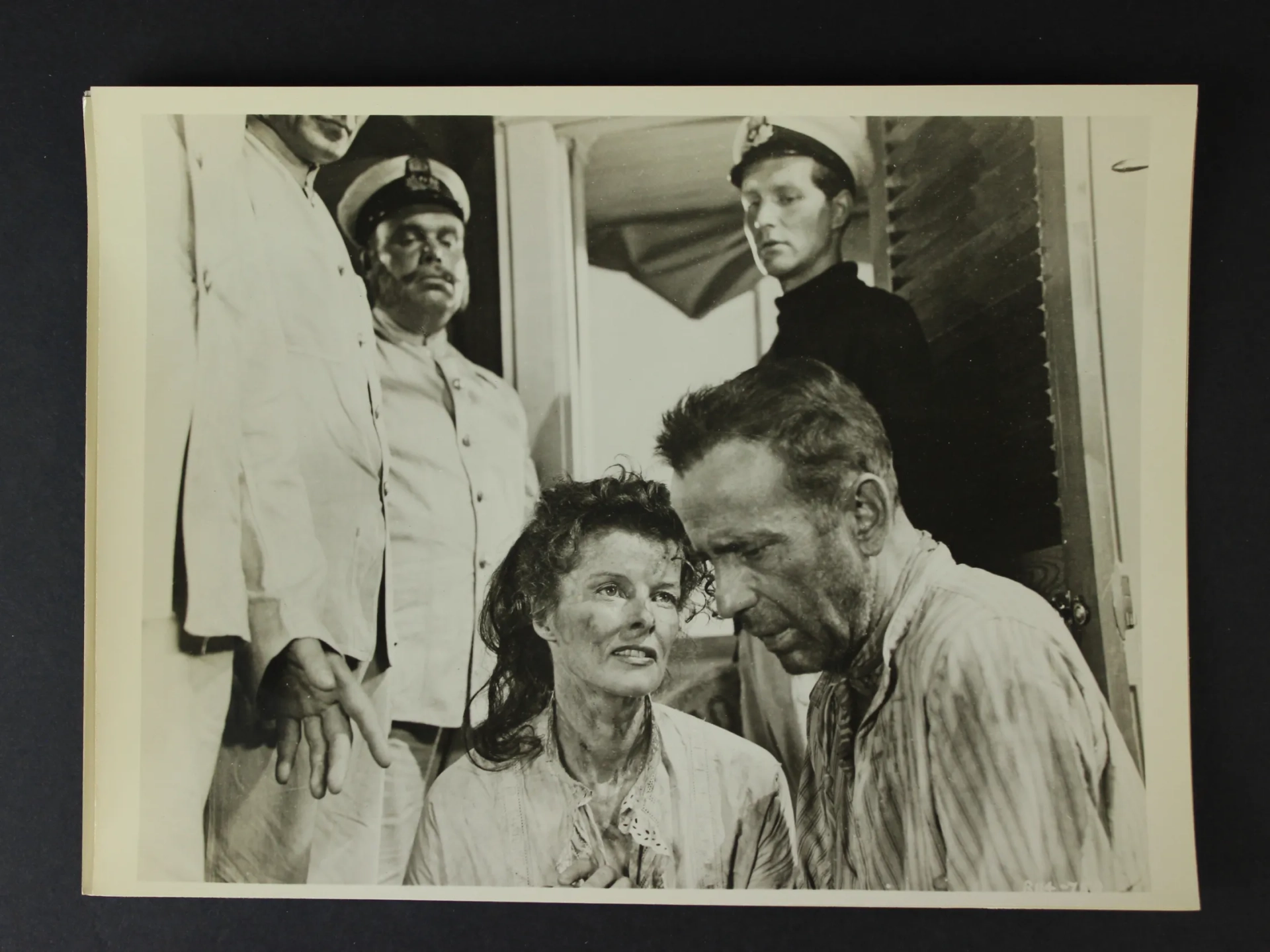 Humphrey Bogart, Katharine Hepburn, and Peter Bull in The African Queen (1951)