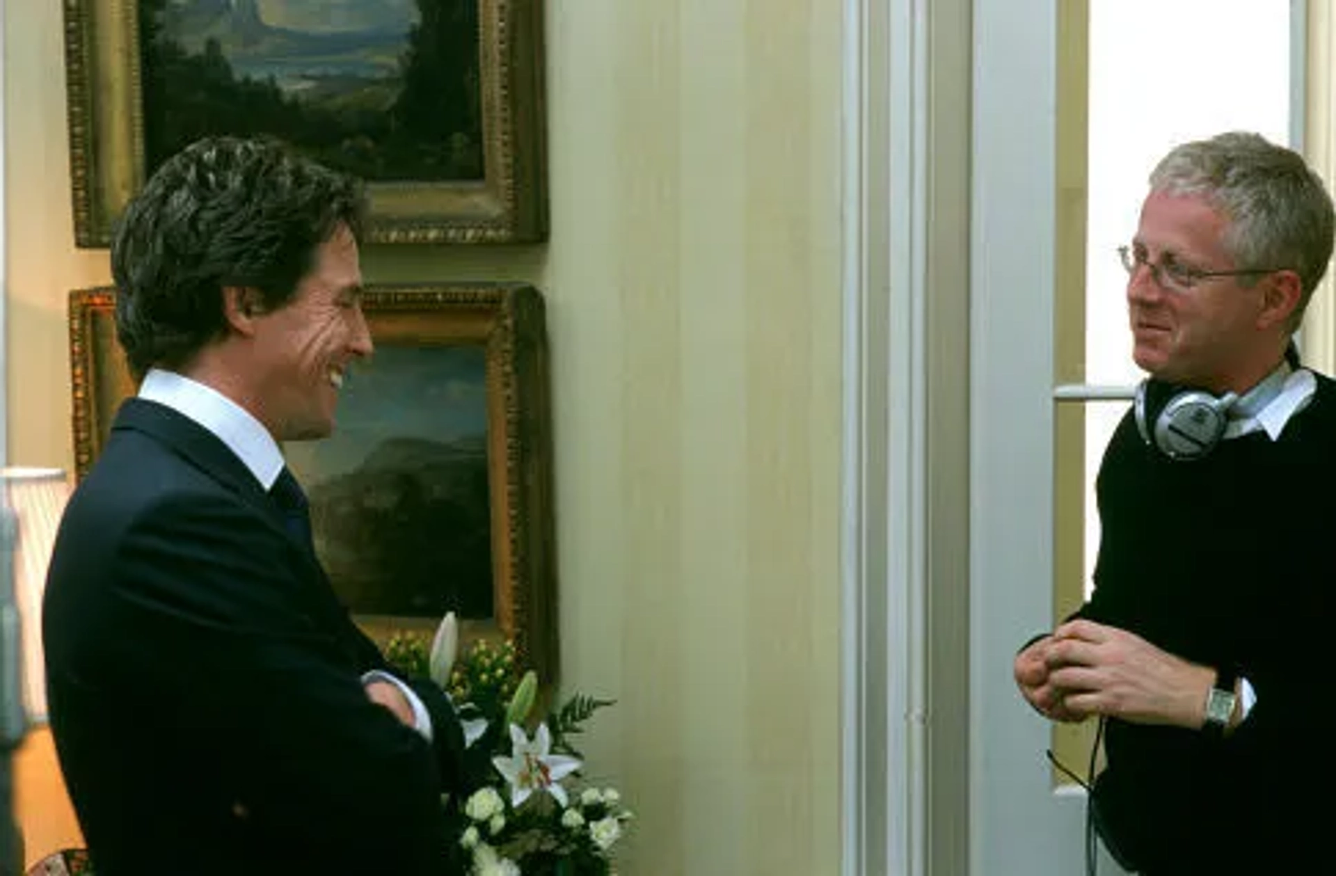 Hugh Grant and Richard Curtis in Love Actually (2003)