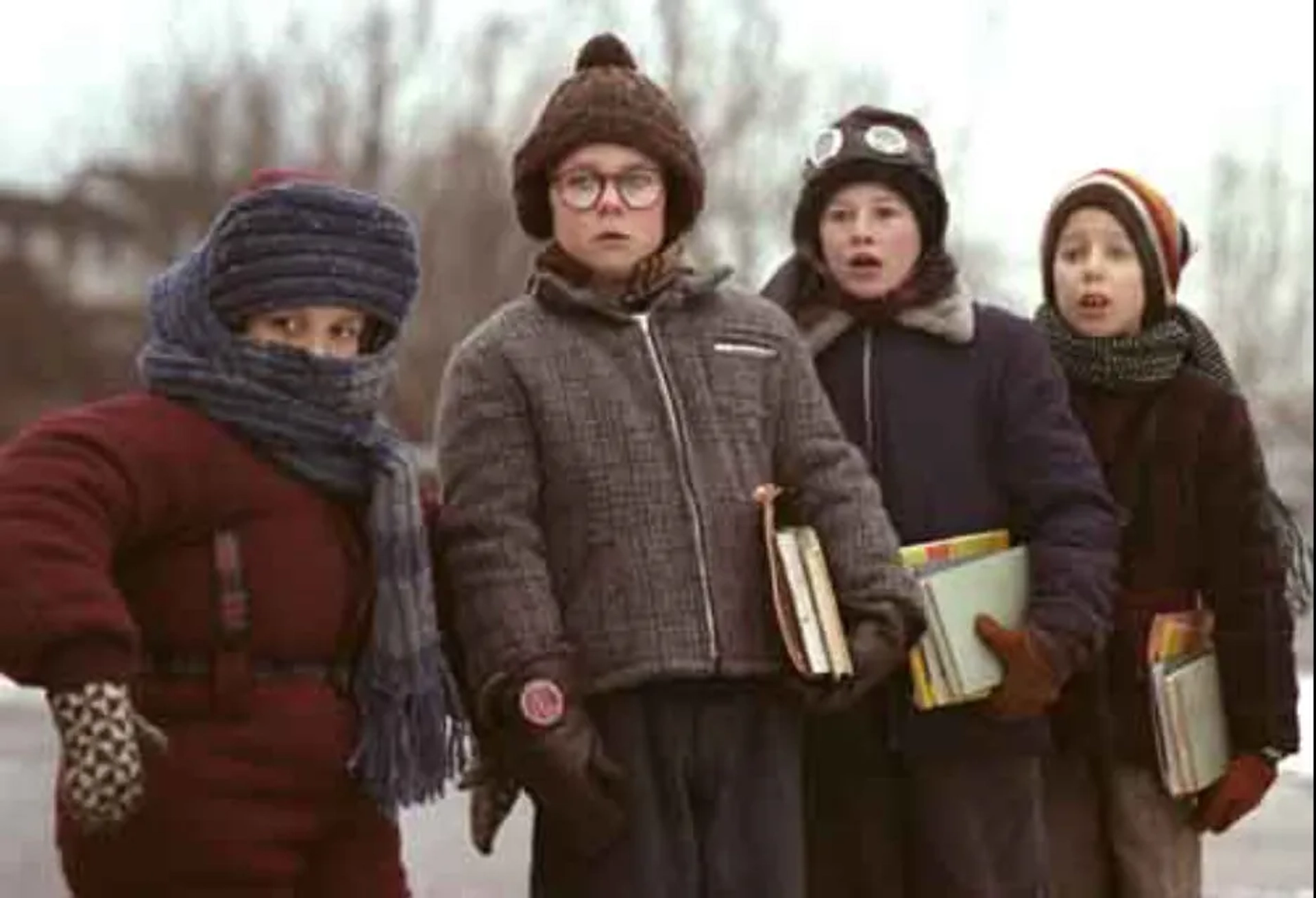 Peter Billingsley, Ian Petrella, R.D. Robb, and Scott Schwartz in A Christmas Story (1983)