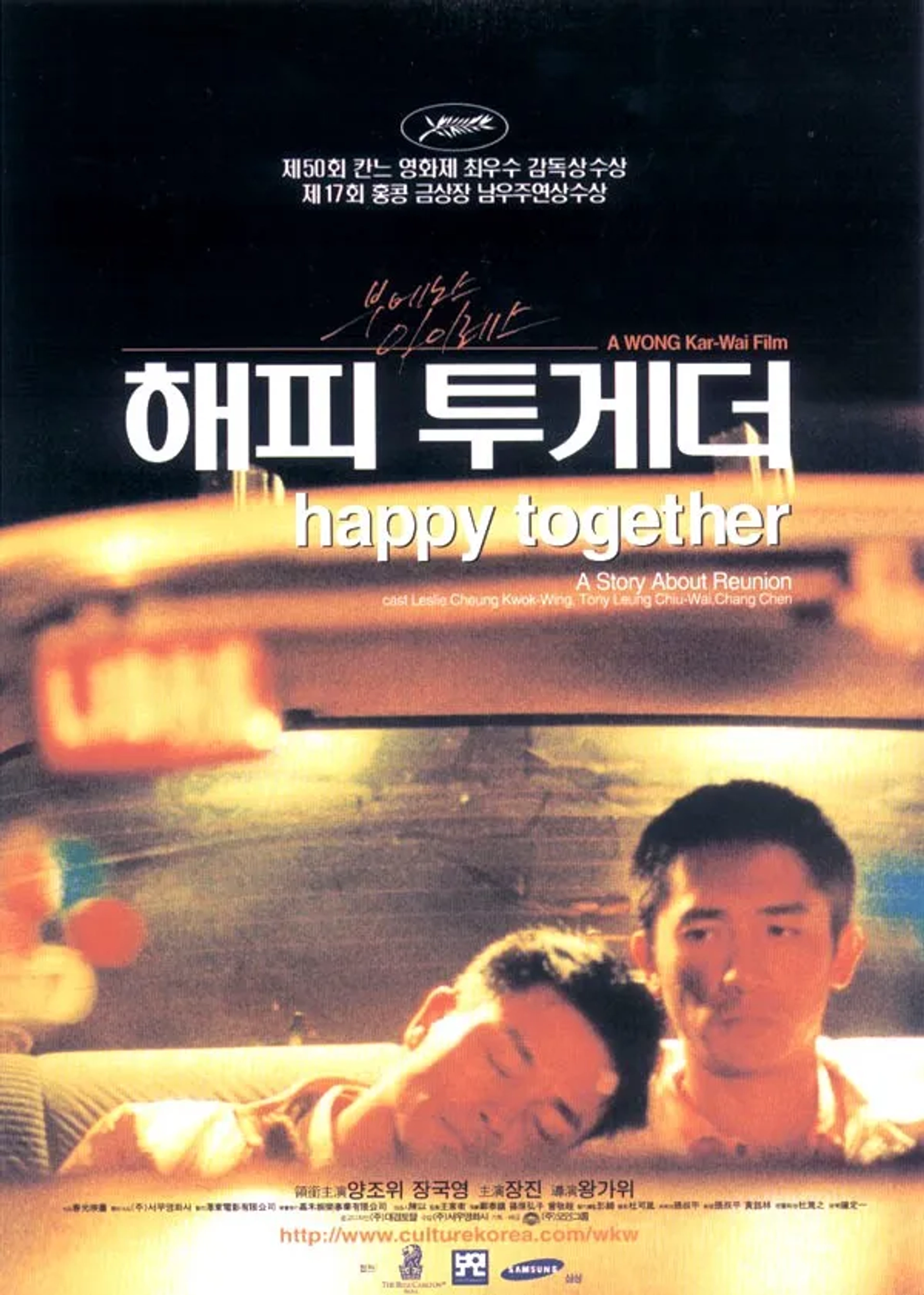 Leslie Cheung and Tony Leung Chiu-wai in Happy Together (1997)