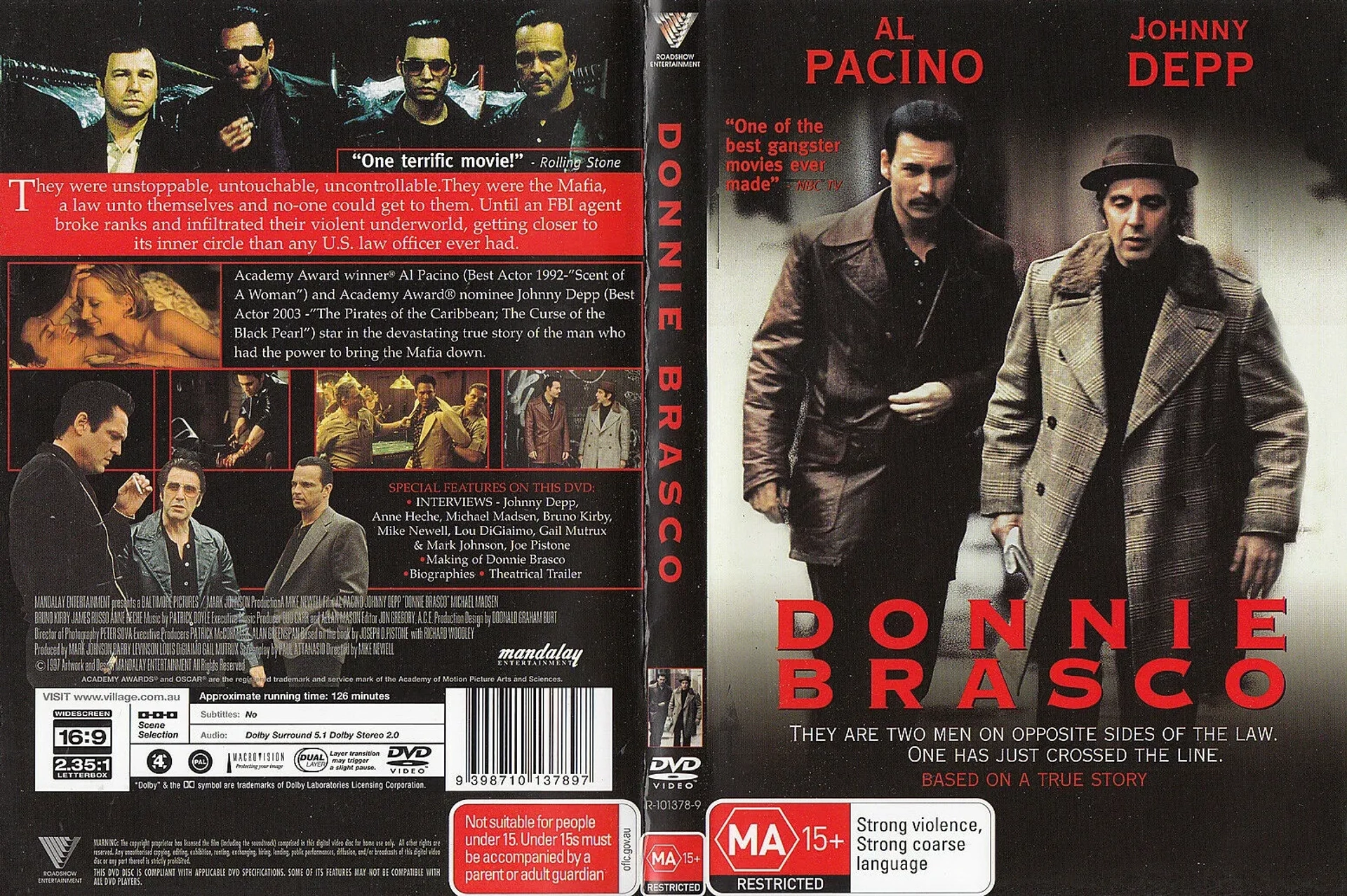 Johnny Depp, Anne Heche, Al Pacino, Michael Madsen, Bruno Kirby, and James Russo in Donnie Brasco (1997)