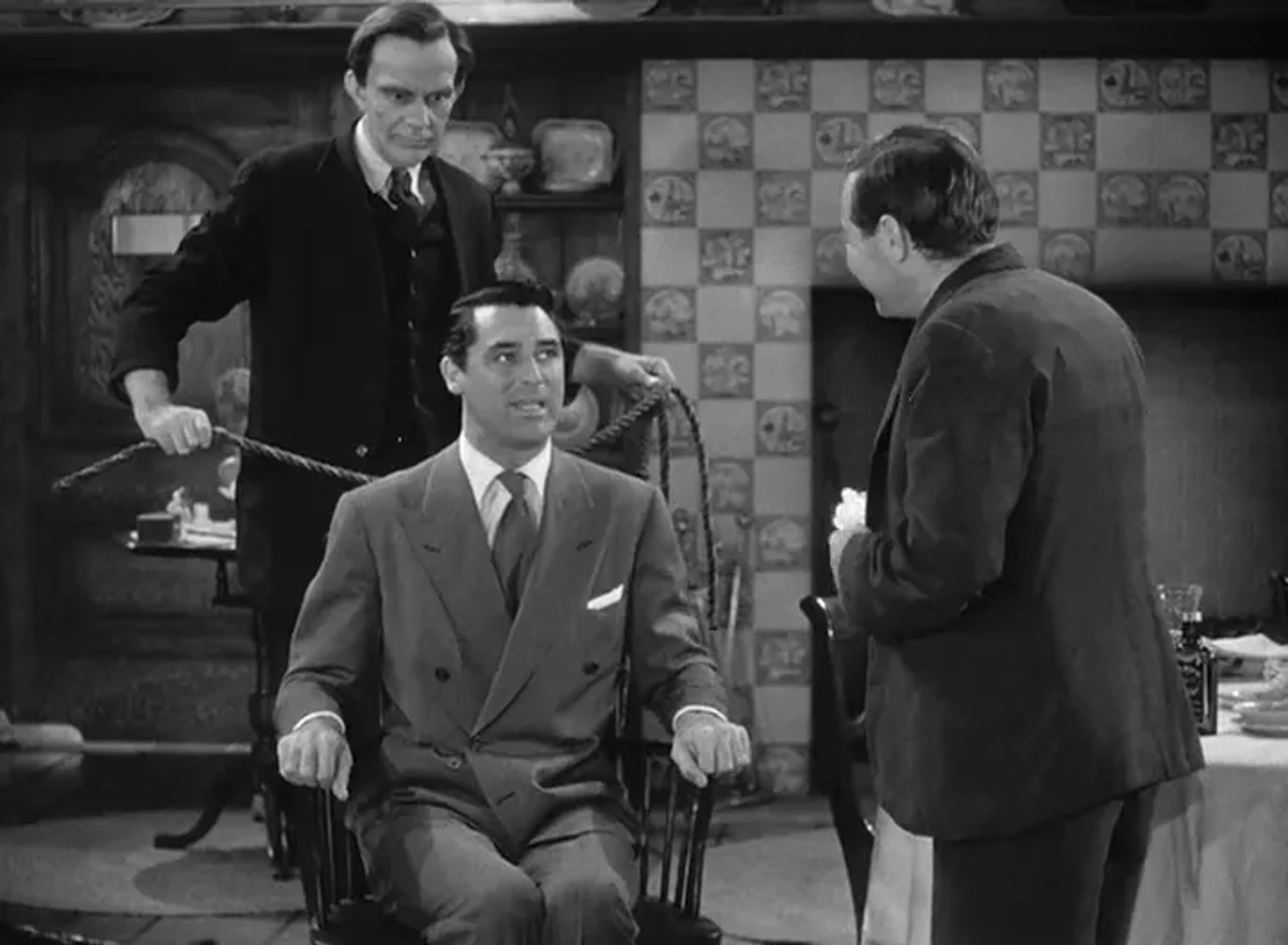 Cary Grant, Peter Lorre, and Raymond Massey in Arsenic and Old Lace (1944)