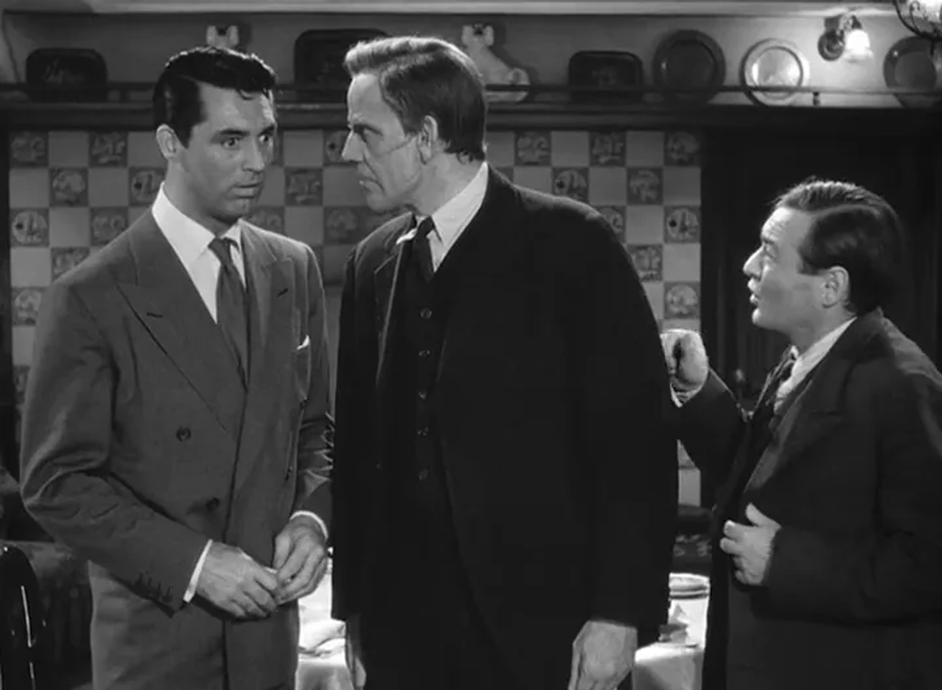 Cary Grant, Peter Lorre, and Raymond Massey in Arsenic and Old Lace (1944)