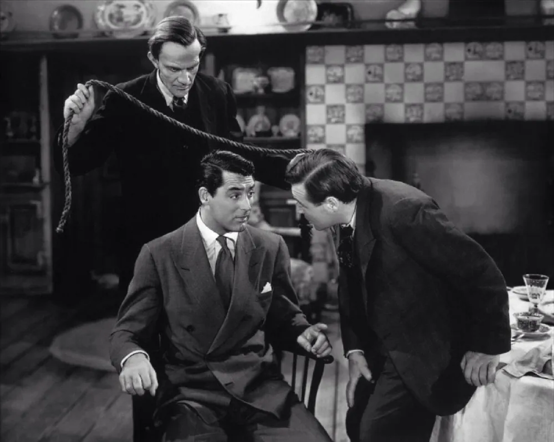 Cary Grant, Peter Lorre, and Raymond Massey in Arsenic and Old Lace (1944)