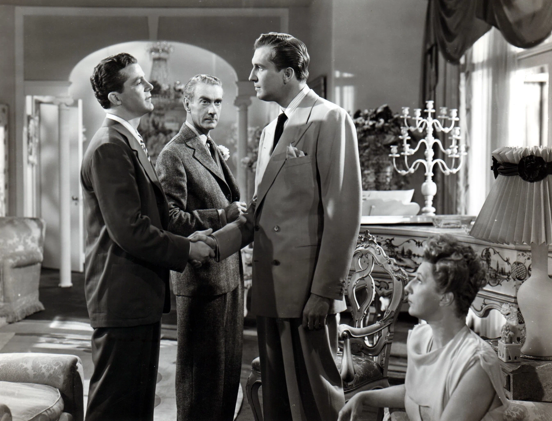 Judith Anderson, Dana Andrews, Vincent Price, and Clifton Webb in Laura (1944)
