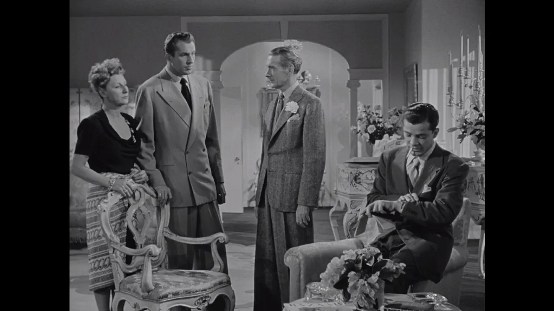 Judith Anderson, Dana Andrews, Vincent Price, and Clifton Webb in Laura (1944)