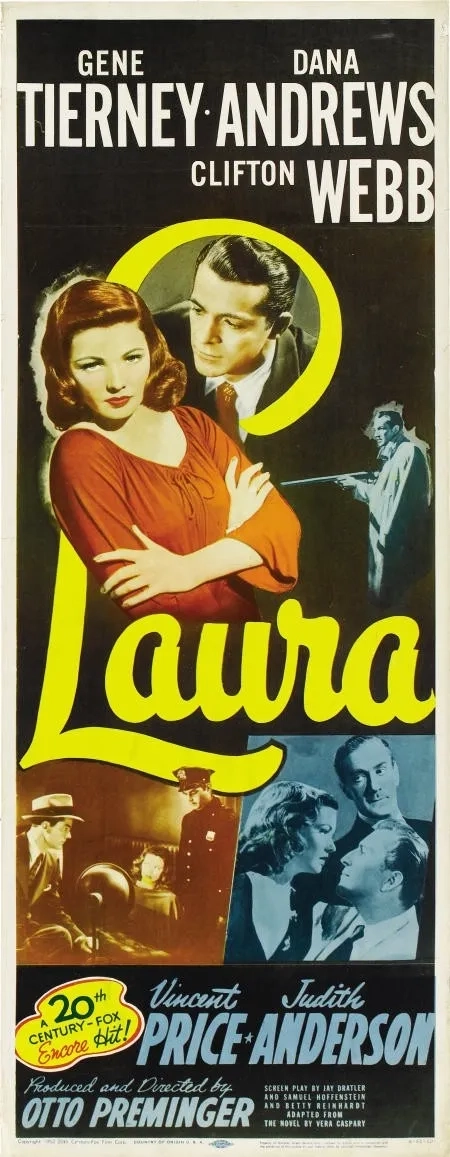 Gene Tierney, Judith Anderson, Dana Andrews, Vincent Price, and Clifton Webb in Laura (1944)